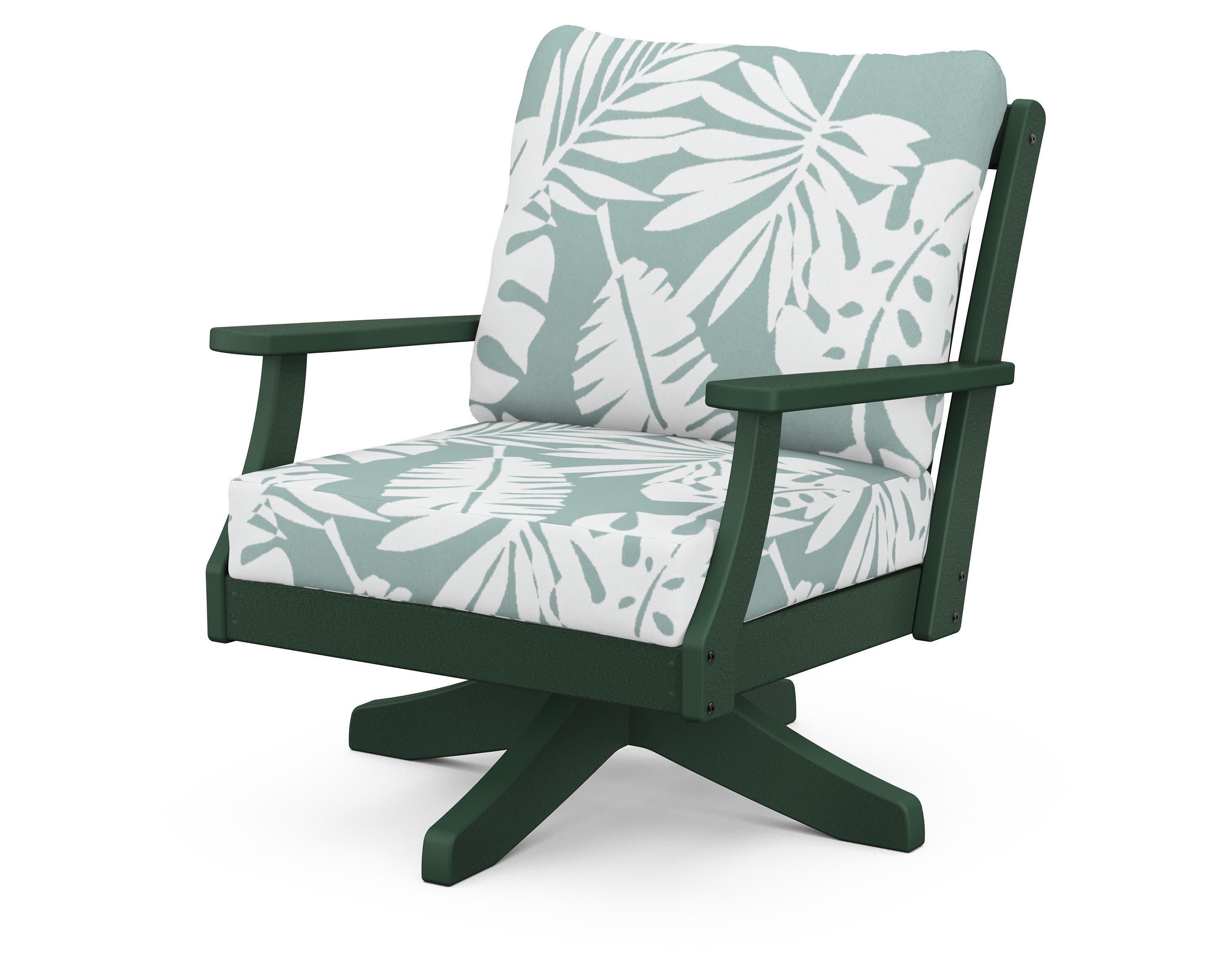 Braxton Deep Seating Swivel Chair in Green / Leaf Glacier Spa