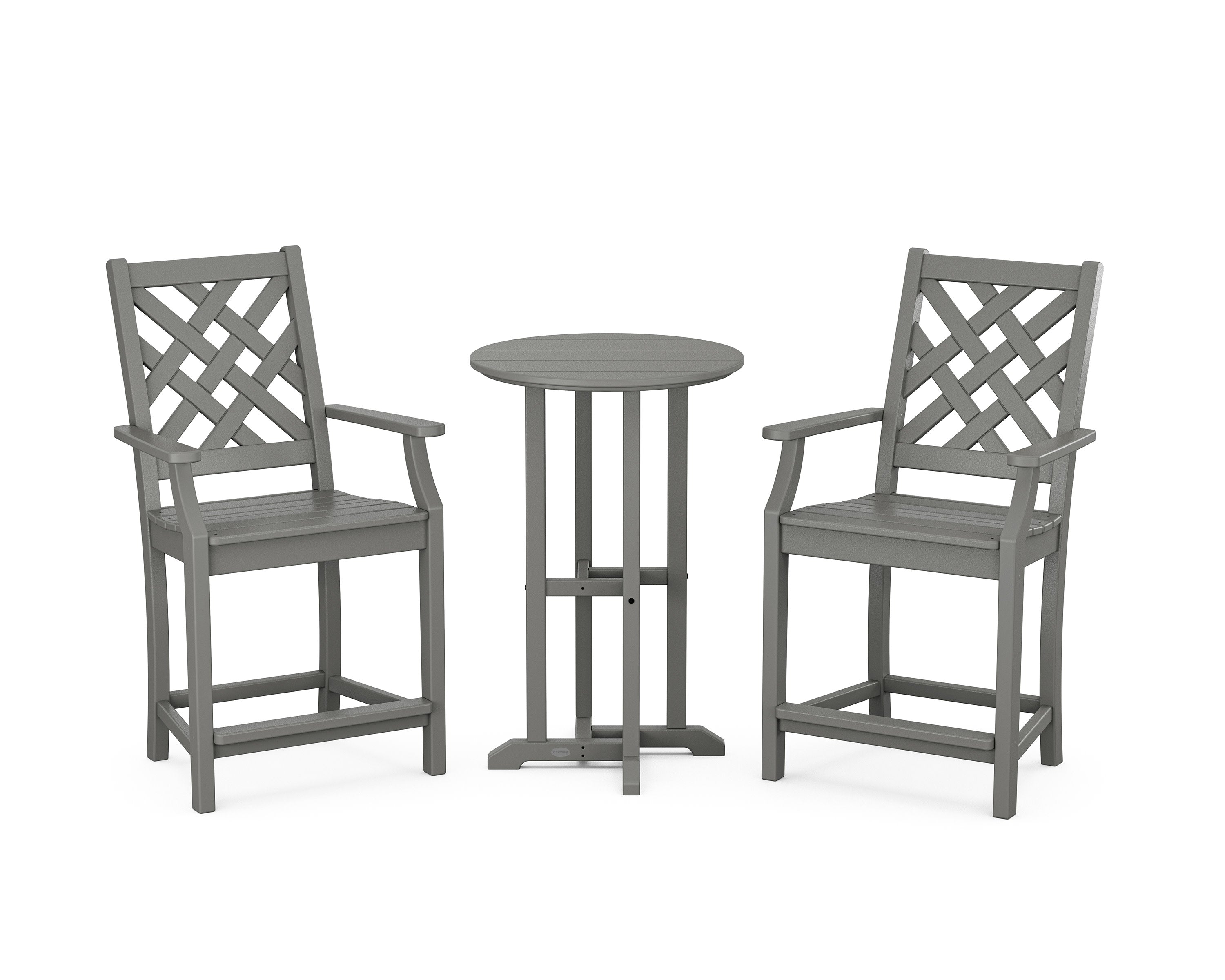 Wovendale 3-Piece Farmhouse Bistro Counter Set in Slate Grey