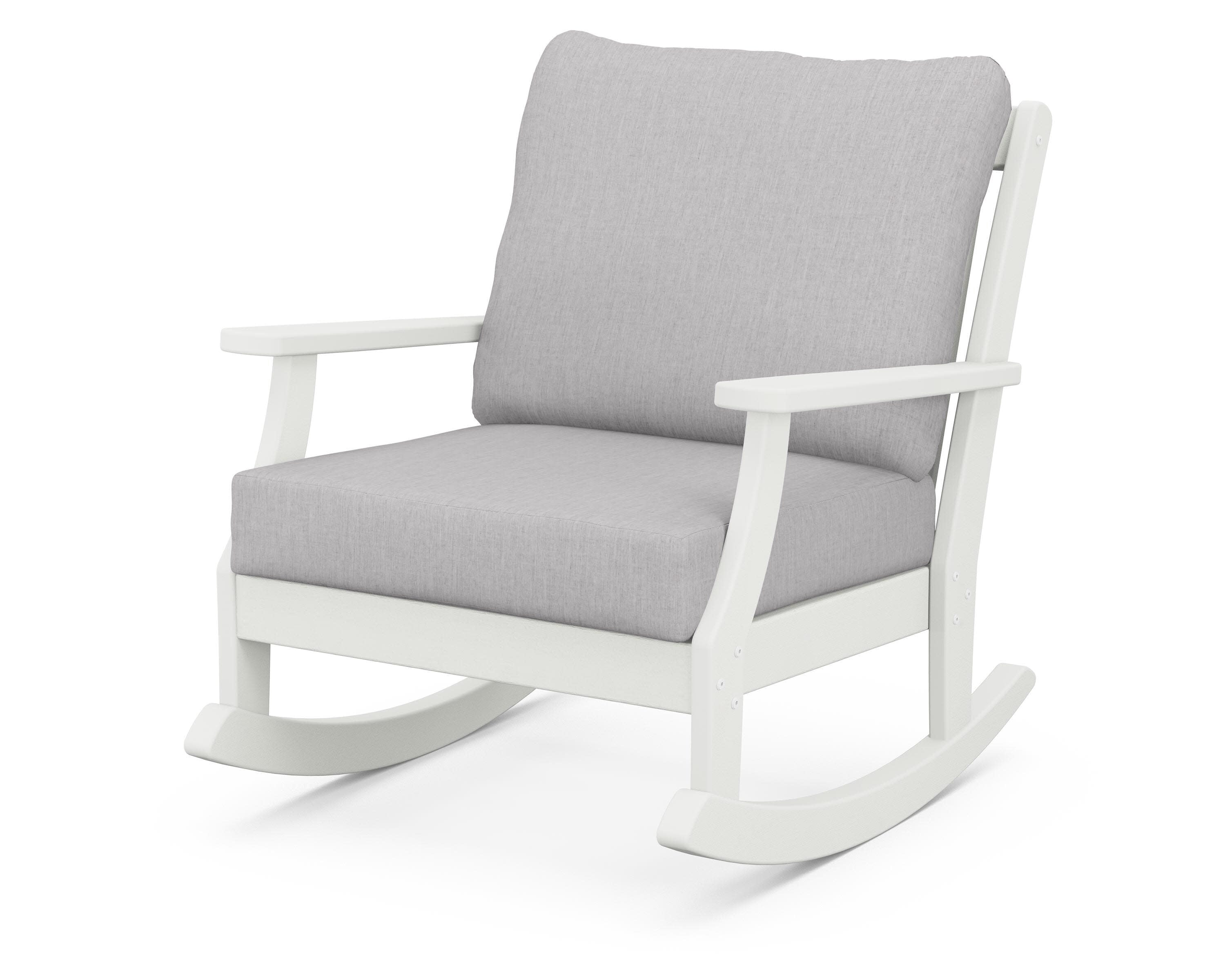 Braxton Deep Seating Rocking Chair in Vintage White / Granite