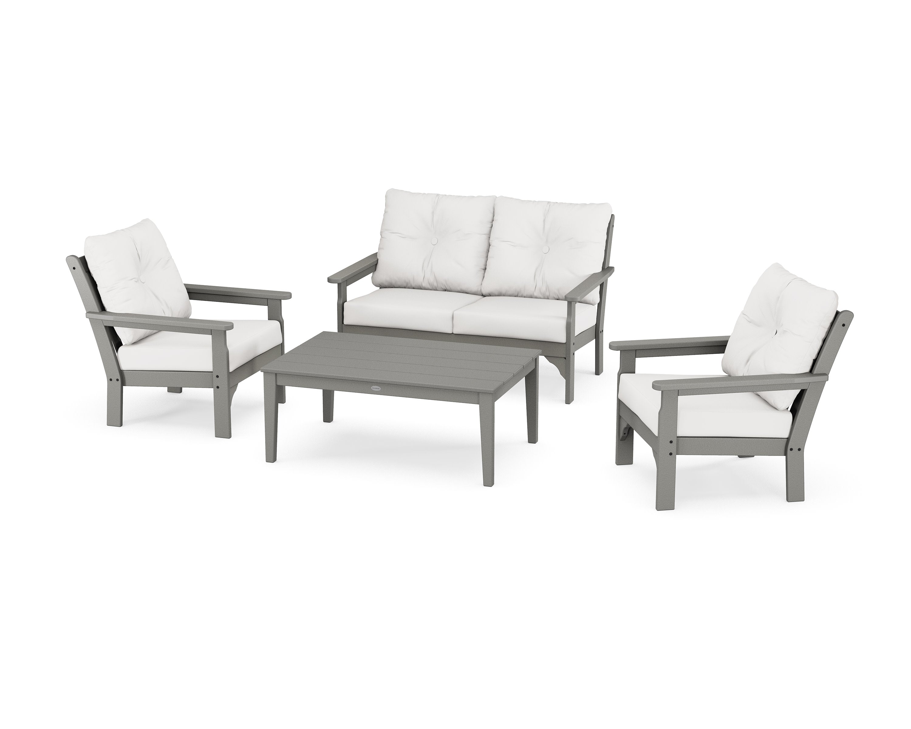 Vineyard 4-Piece Deep Seating Set in Slate Grey / Natural Linen