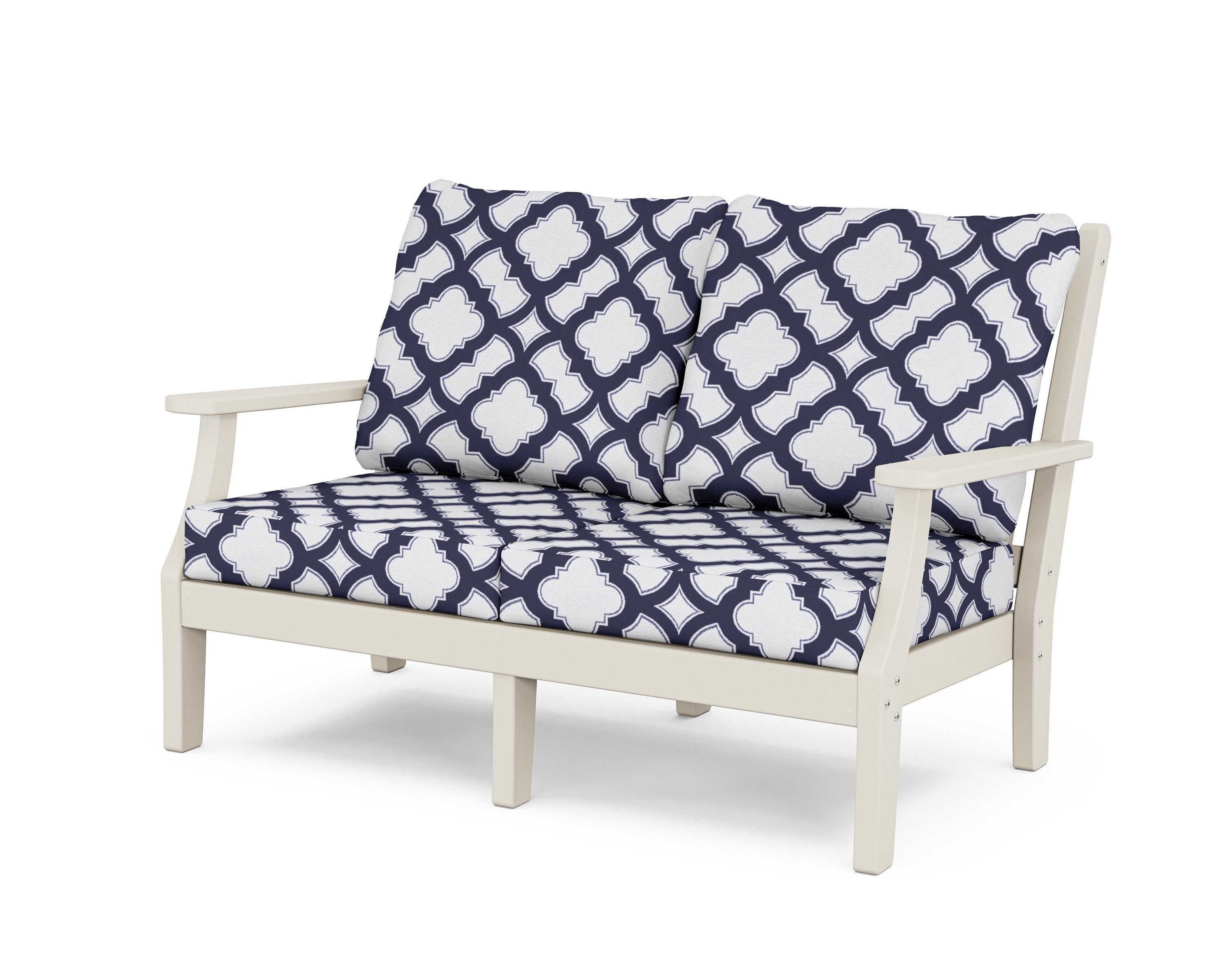 Wovendale Deep Seating Loveseat in Sand / Trellis Navy
