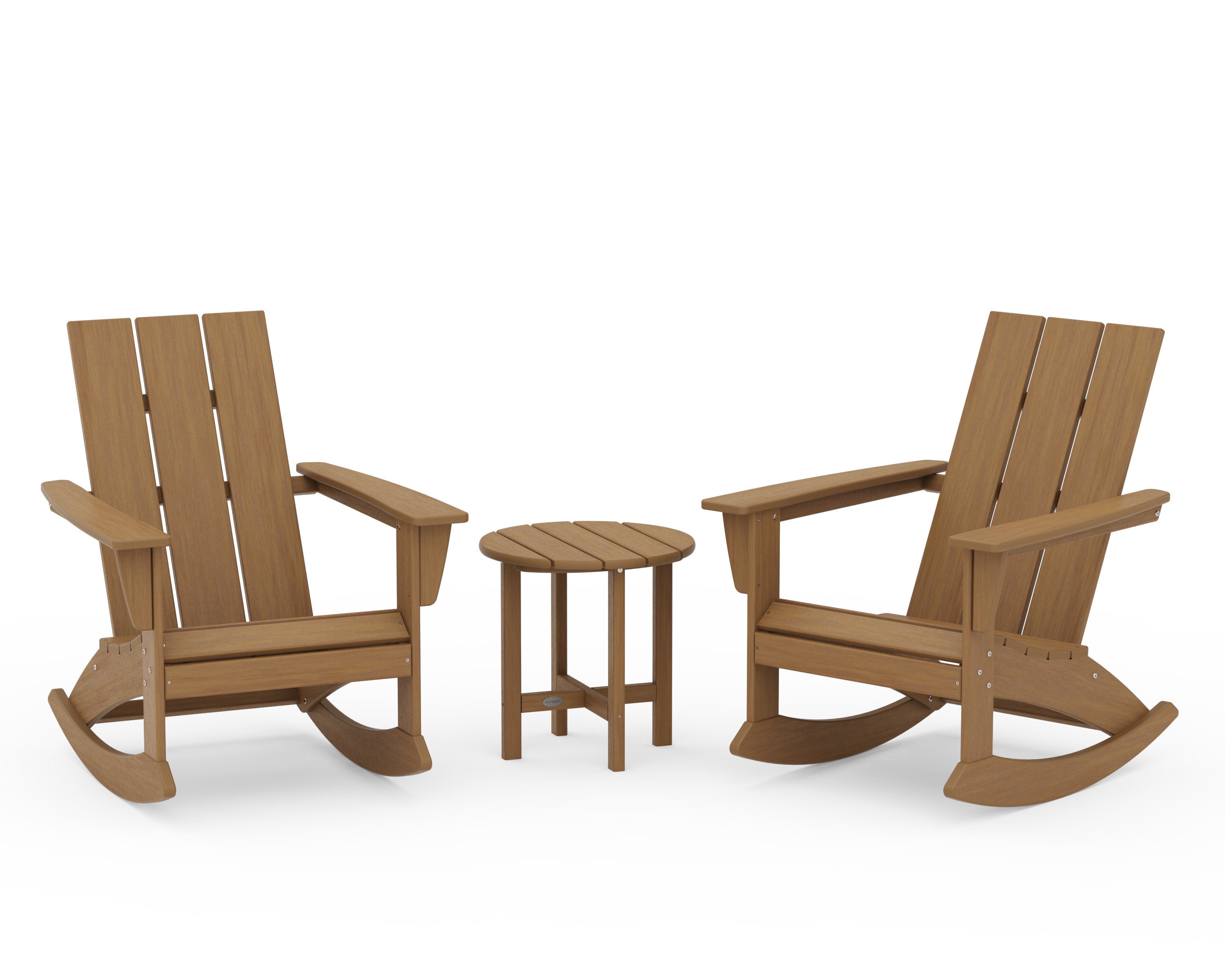 Modern 3-Piece Adirondack Rocking Chair Set in Natural