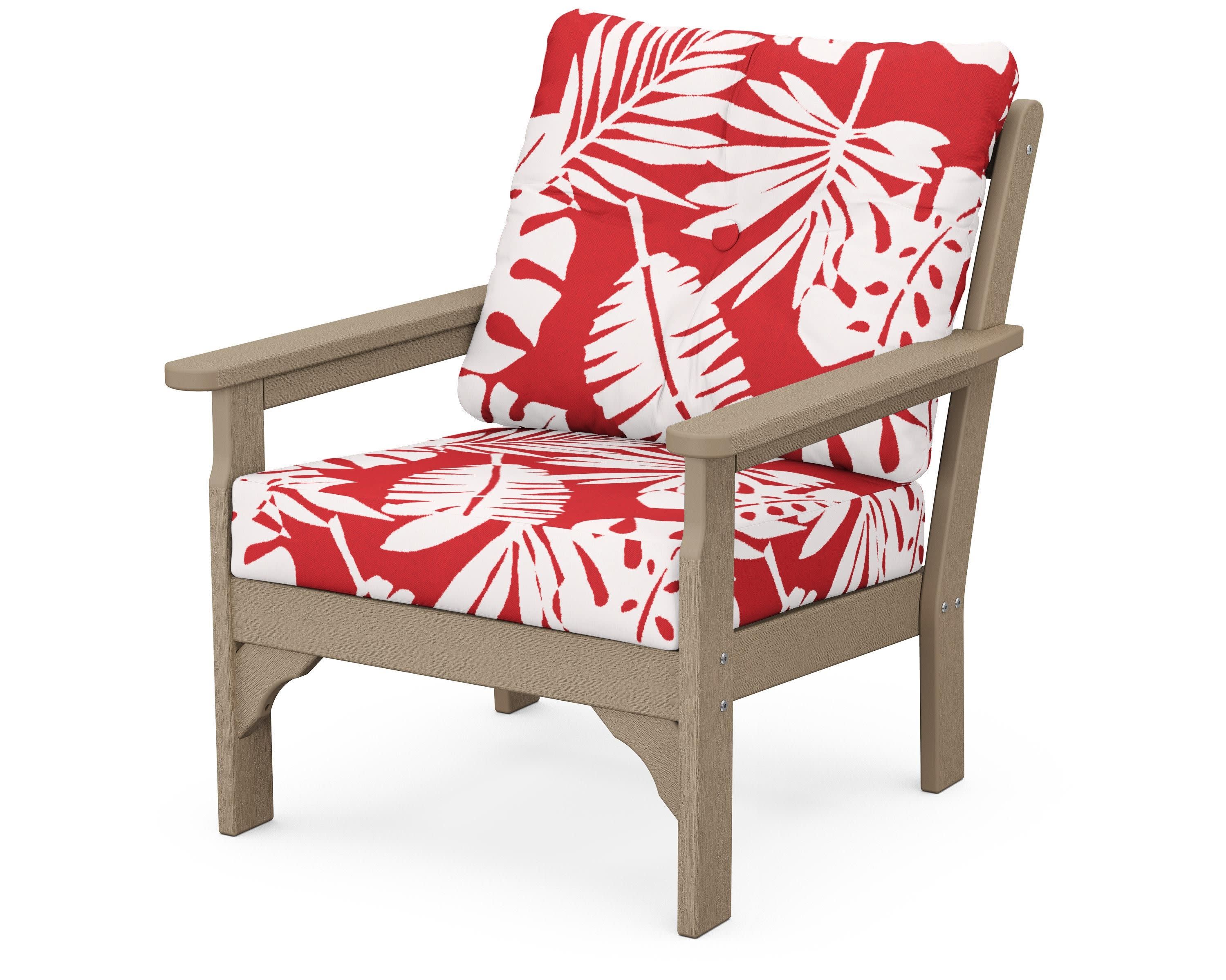 Vineyard Deep Seating Chair in Vintage Sahara / Leaf Crimson
