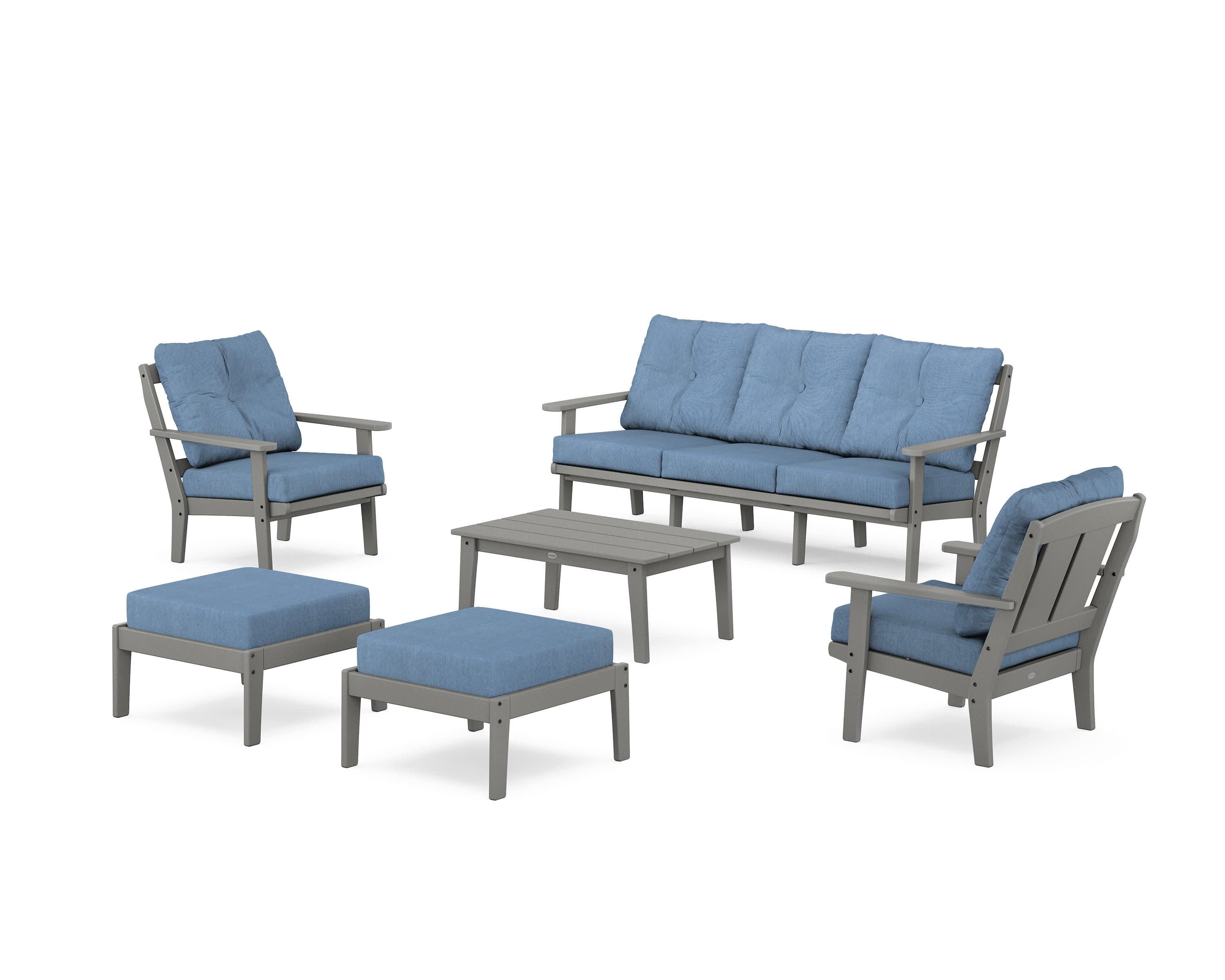 Mission 6-Piece Lounge Sofa Set in Slate Grey / Sky Blue