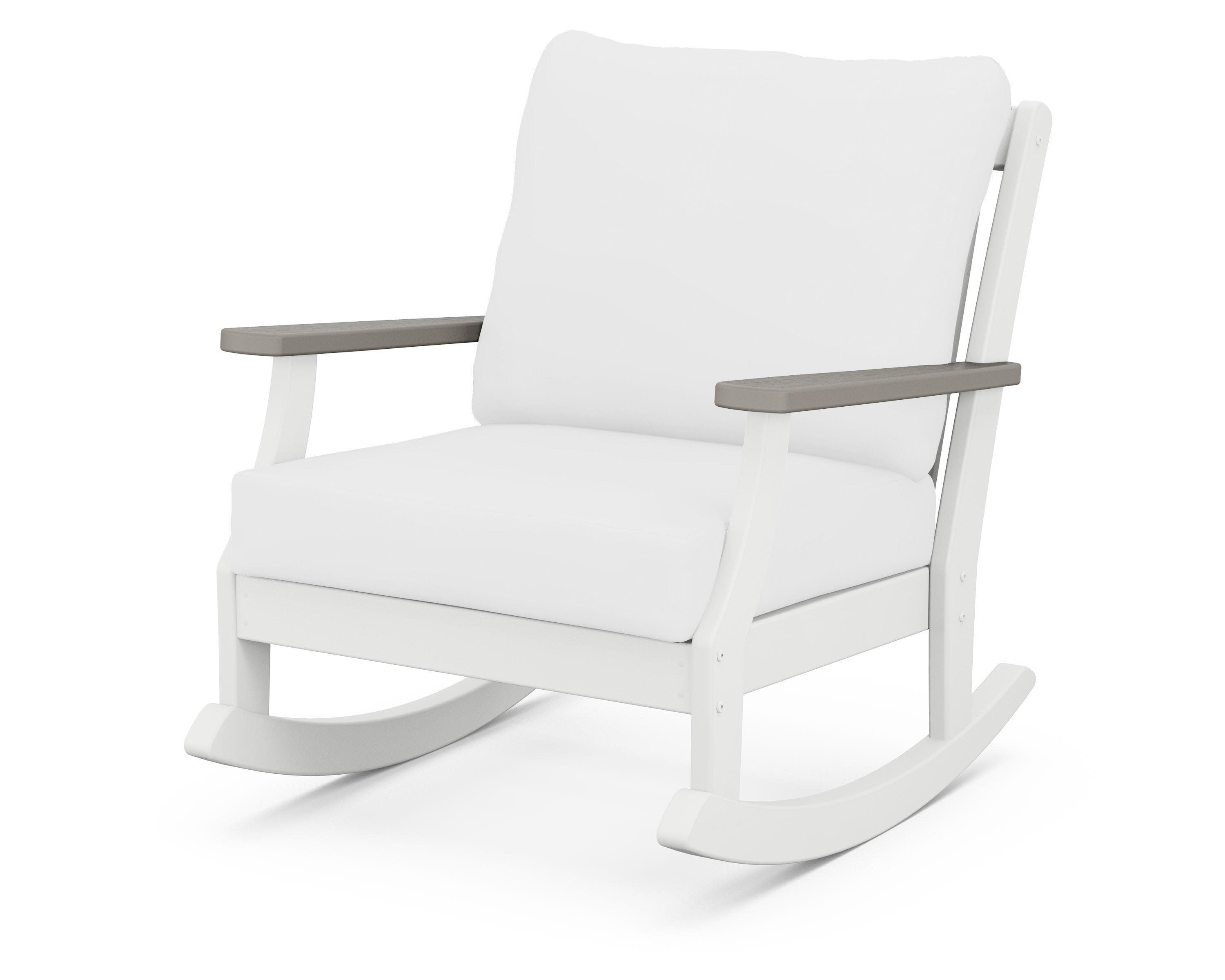 Braxton Deep Seating Rocking Chair in White / Driftwood / Natural