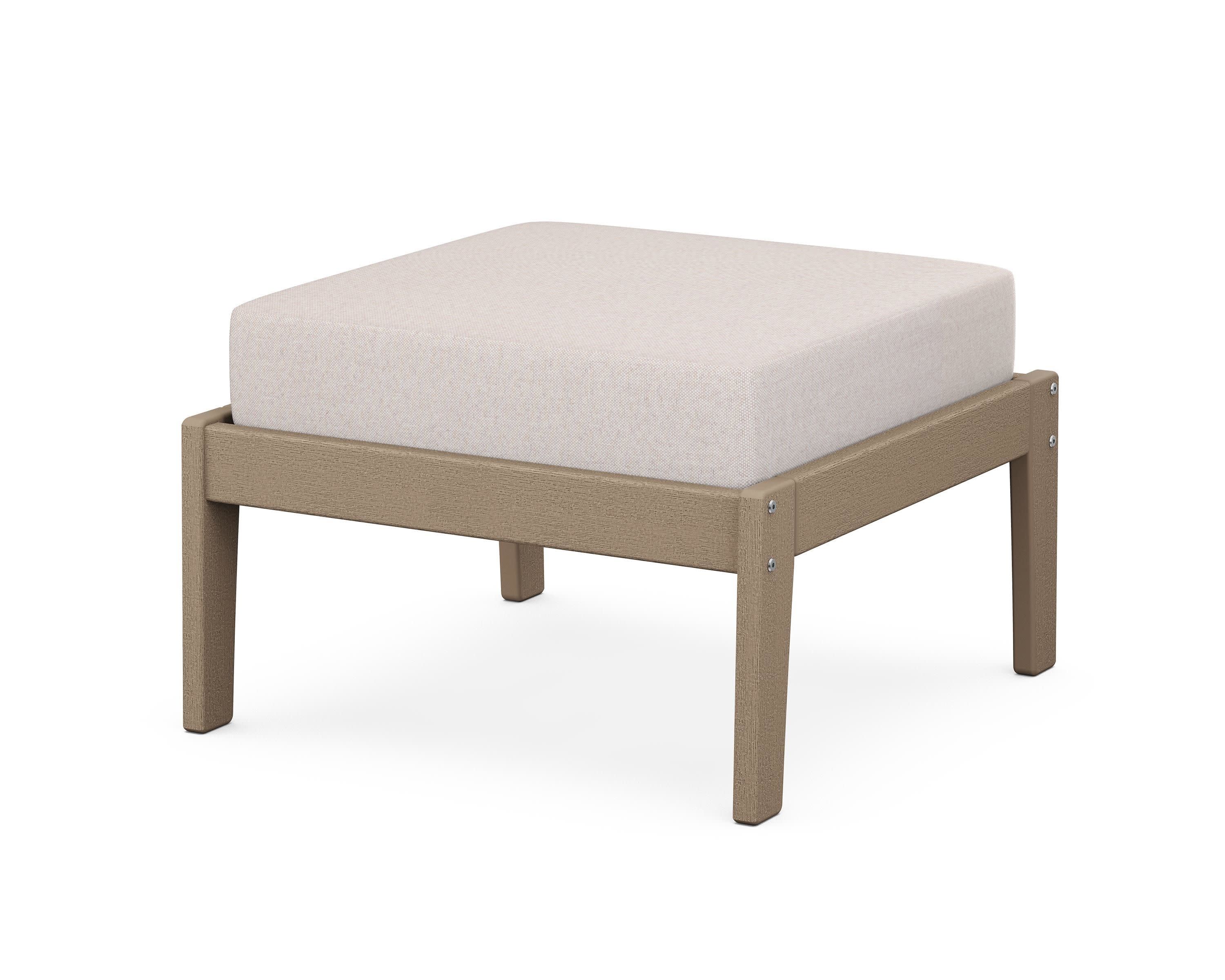 Deep Seating Ottoman in Vintage Sahara / Dune Burlap