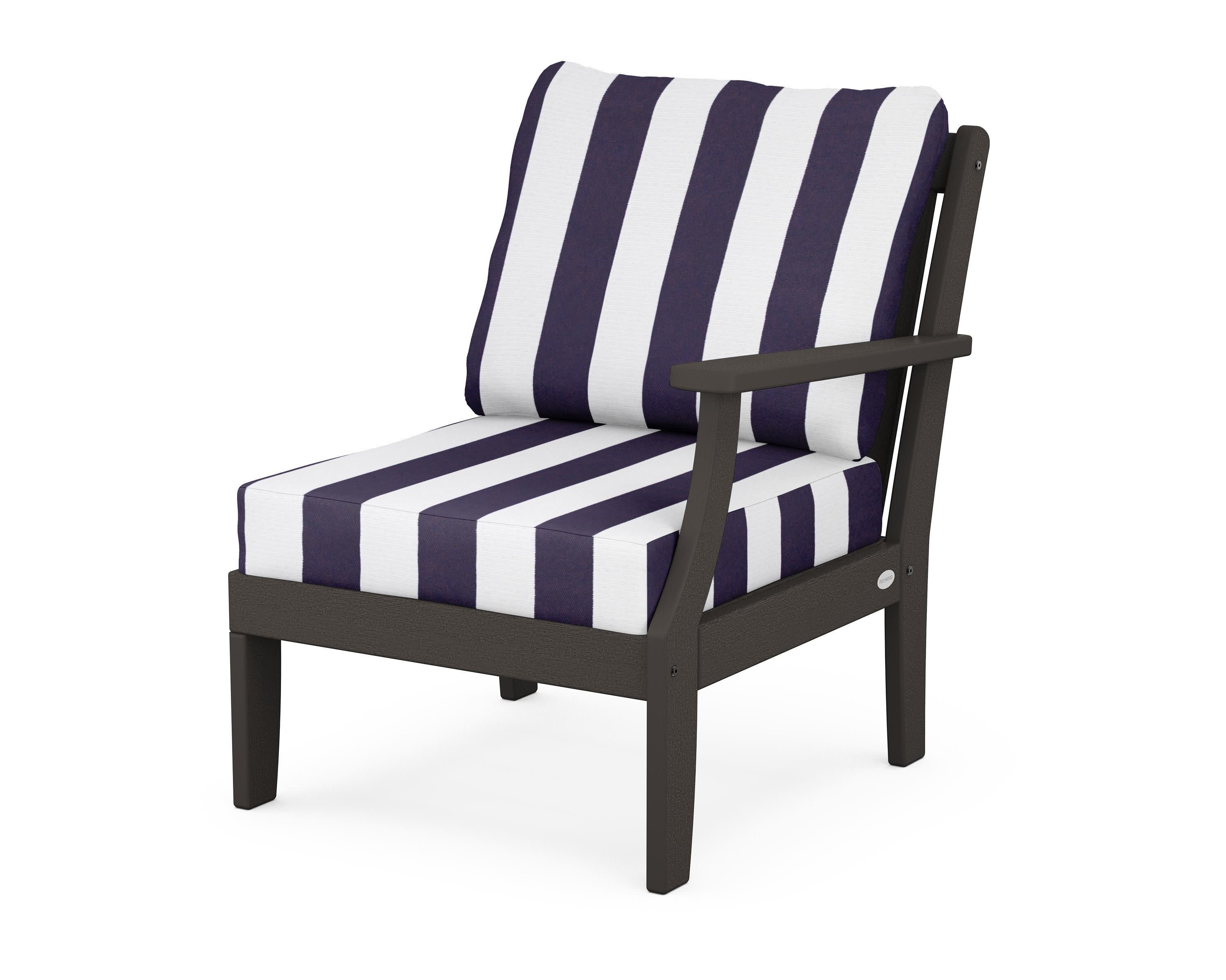 Braxton Modular Right Arm Chair in Vintage Coffee / Cabana Stripe Navy