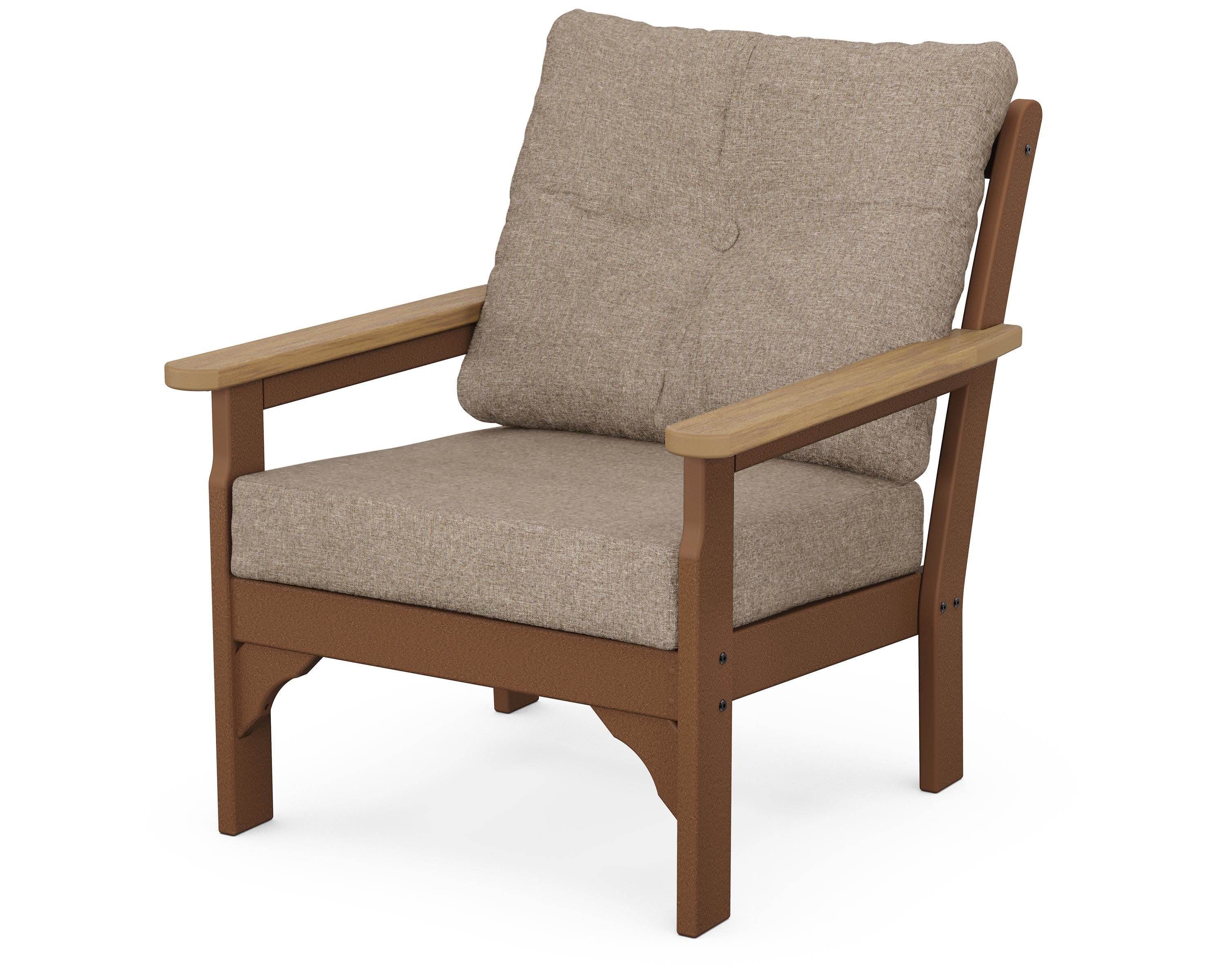 Vineyard Deep Seating Chair in Teak / Natural / Spiced Burlap