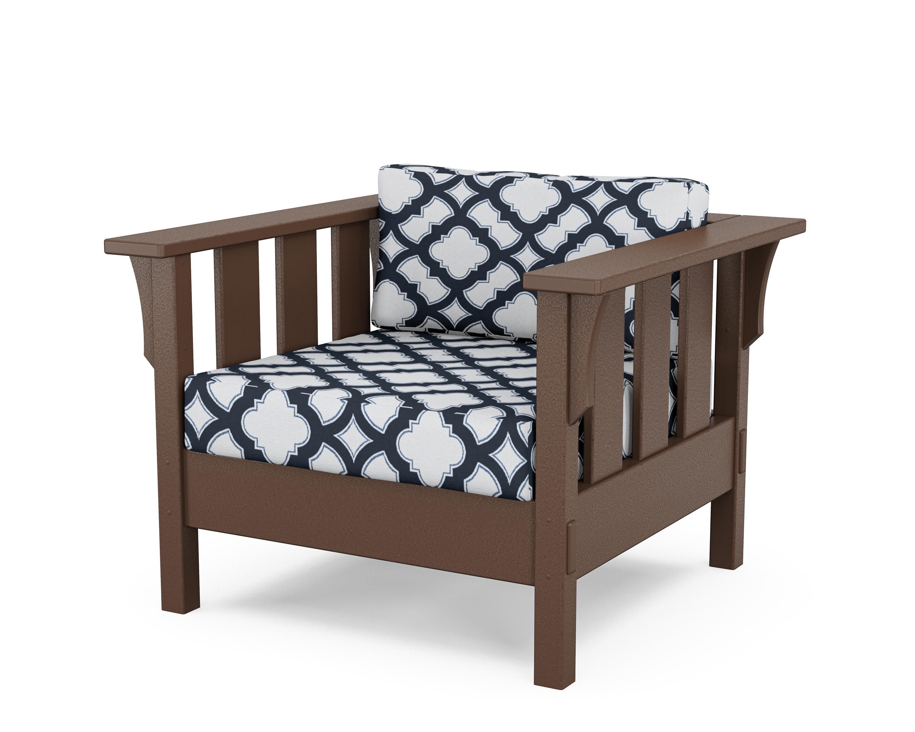 Acadia Deep Seating Chair in Mahogany / Trellis Marine Indigo