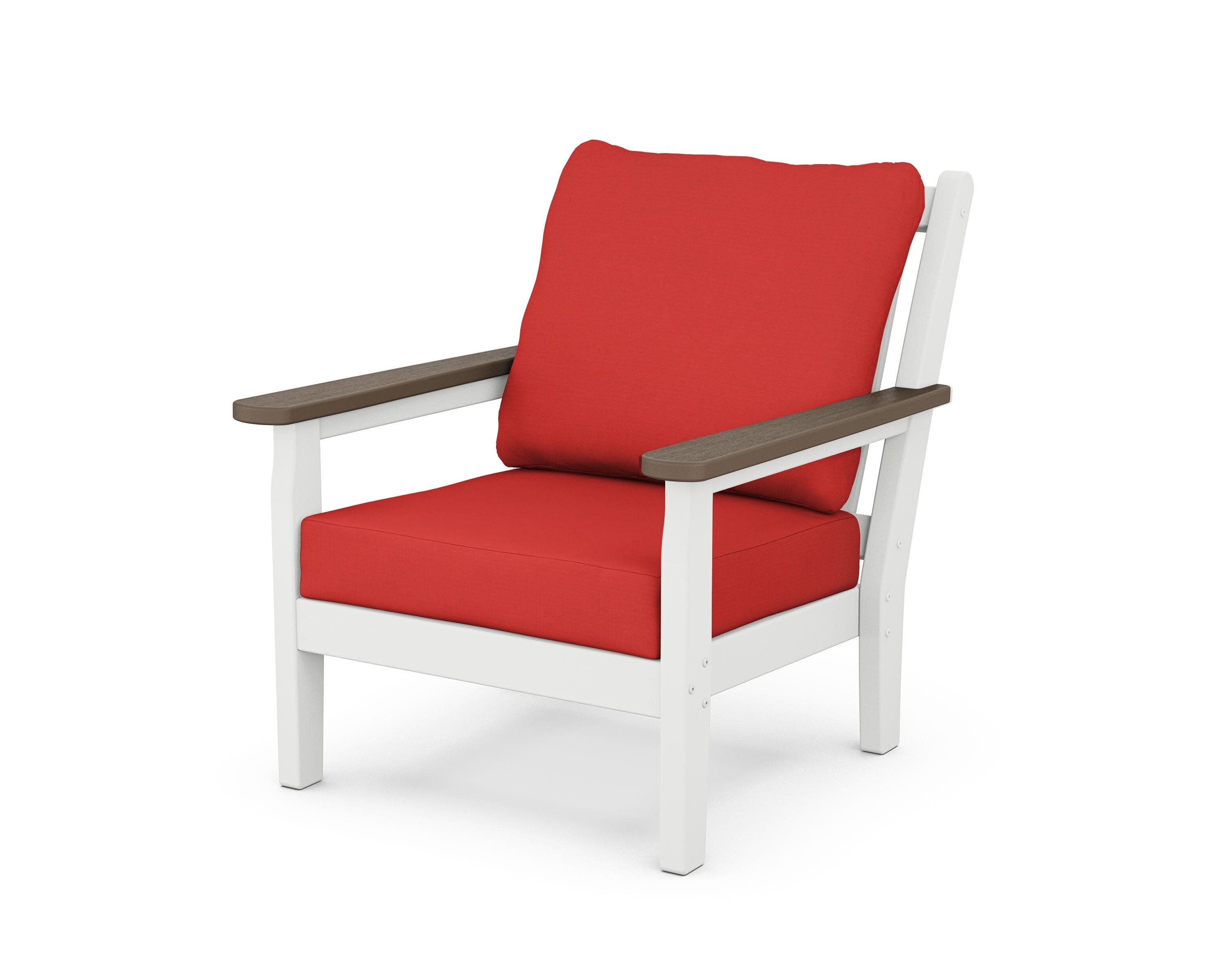 Chippendale Deep Seating Chair in White / Kona / Crimson Linen