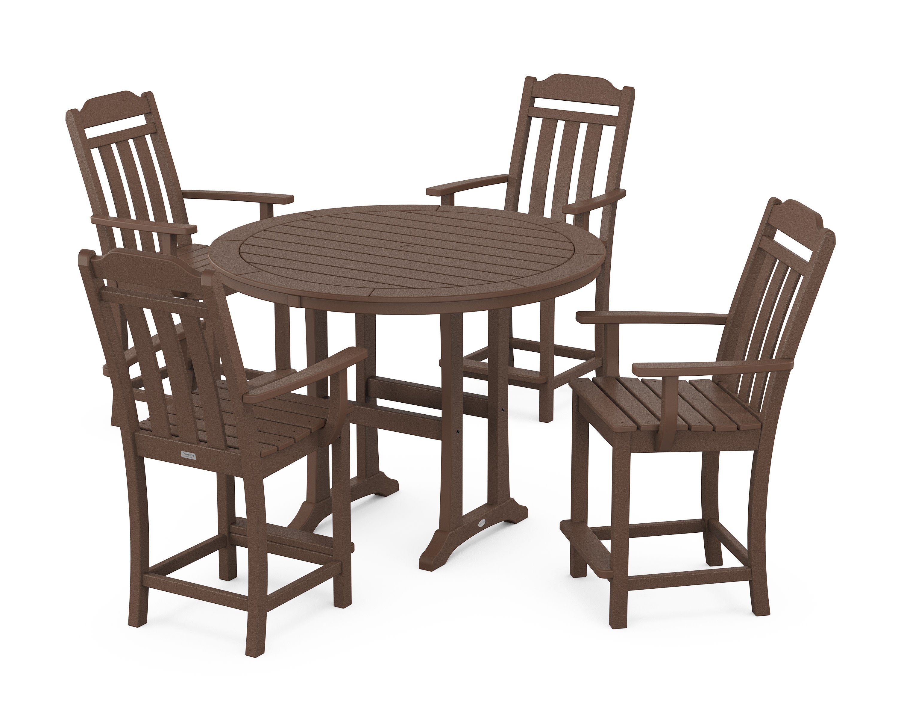 Cottage 5-Piece Round Counter Set in Mahogany