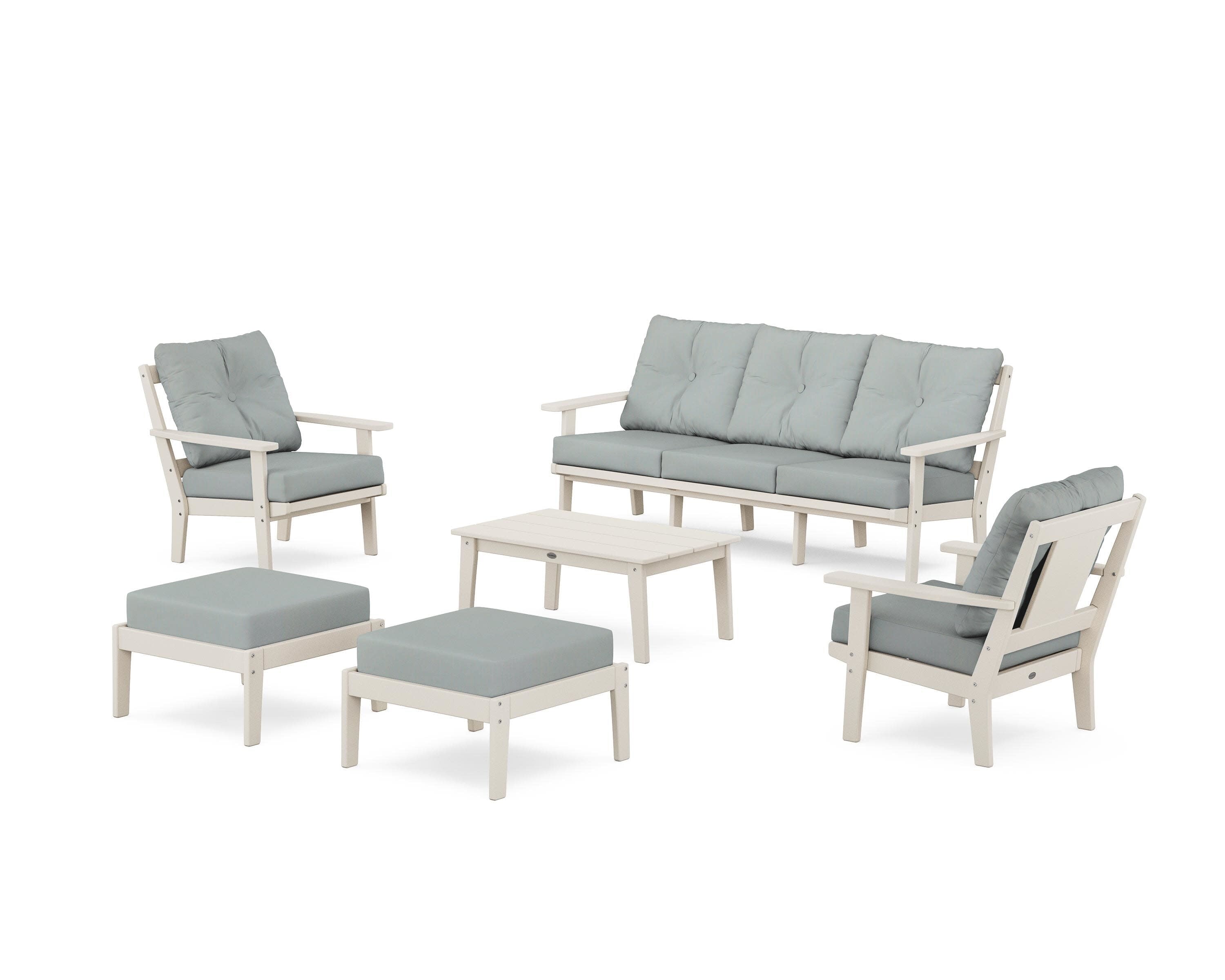Prairie 6-Piece Lounge Sofa Set in Sand / Spa