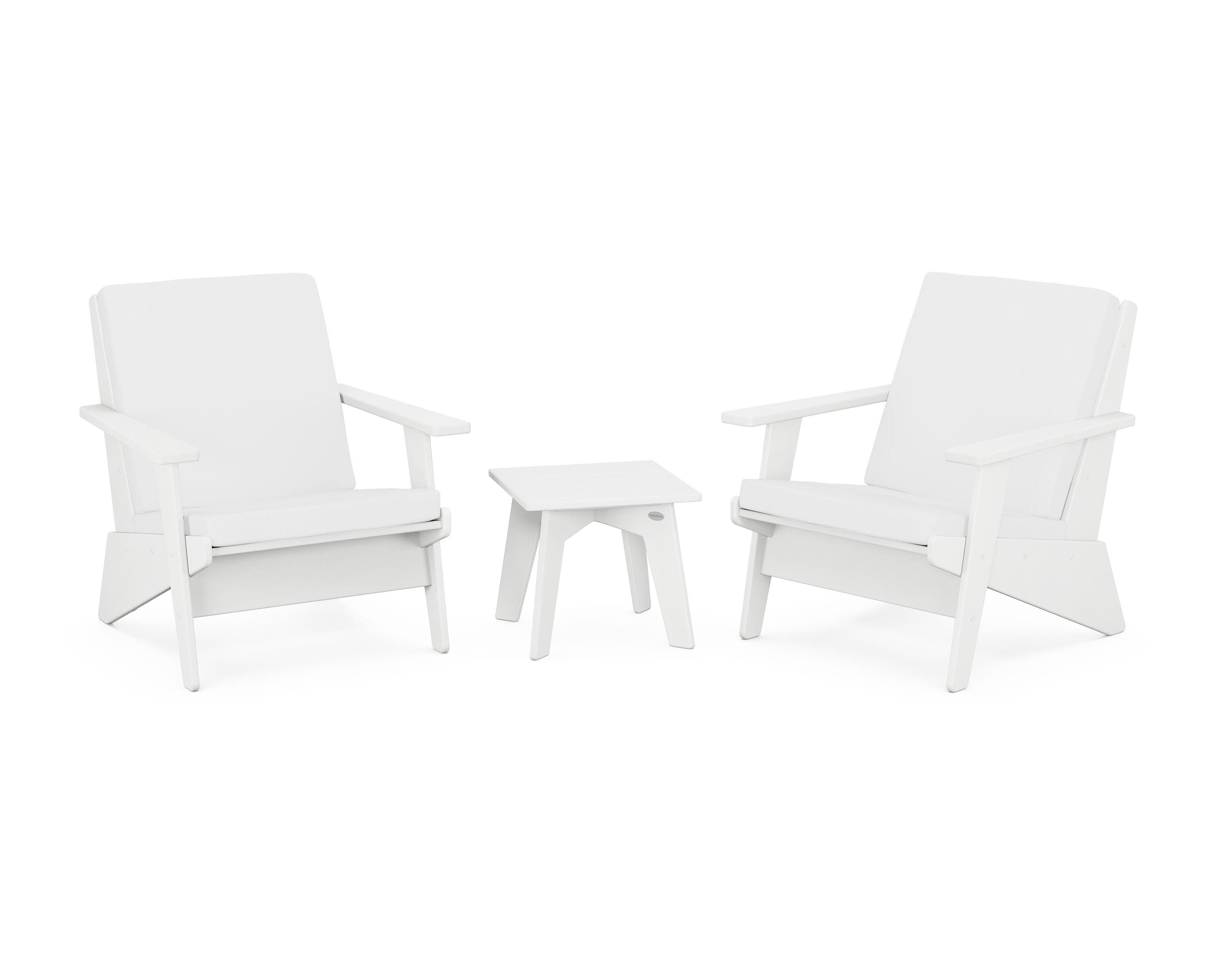 Riviera Modern Lounge 3-Piece Set in White / Natural