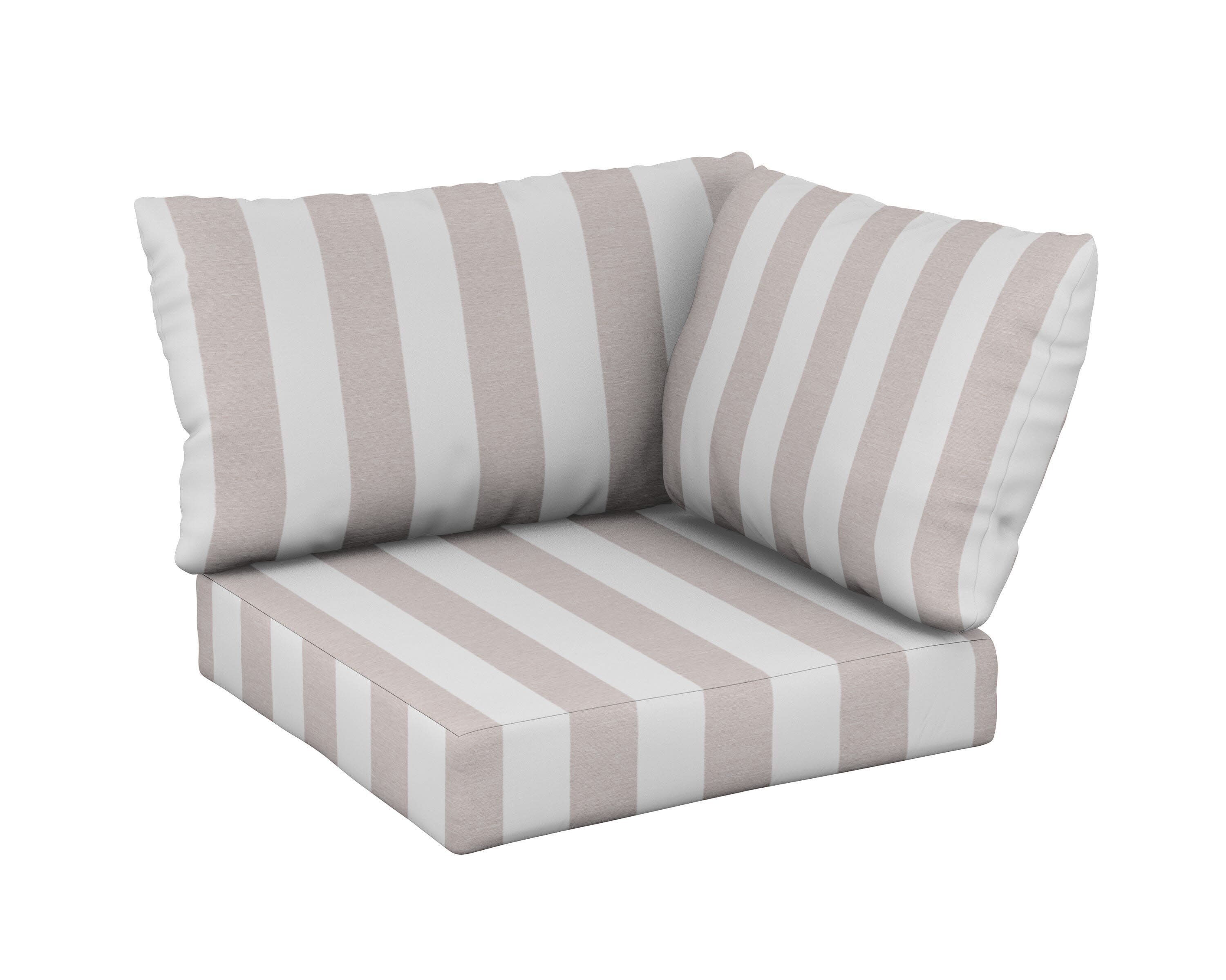 Modular Corner Cushion Set in Cabana Stripe Dune Burlap