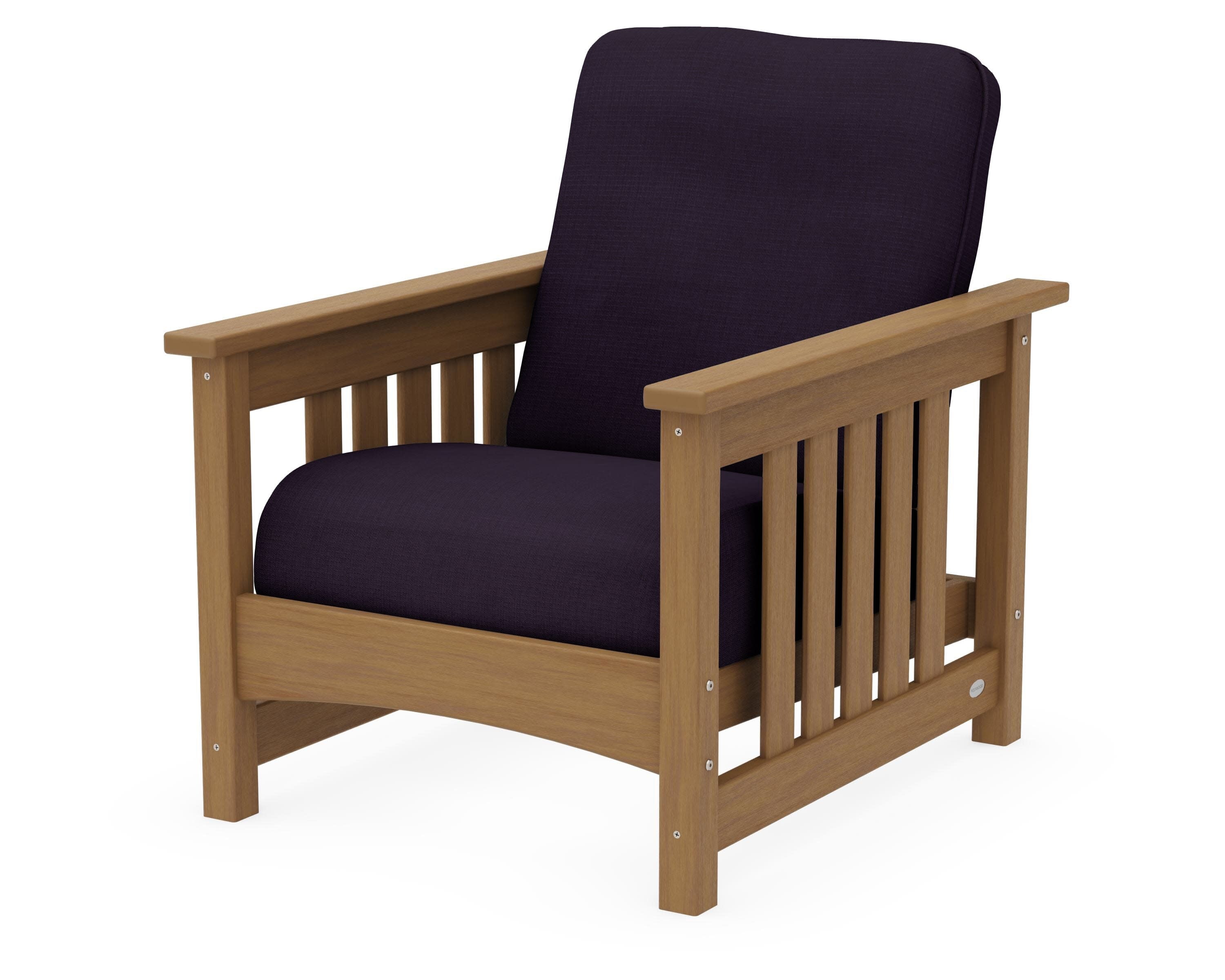 Club Mission Chair in Natural / Navy Linen