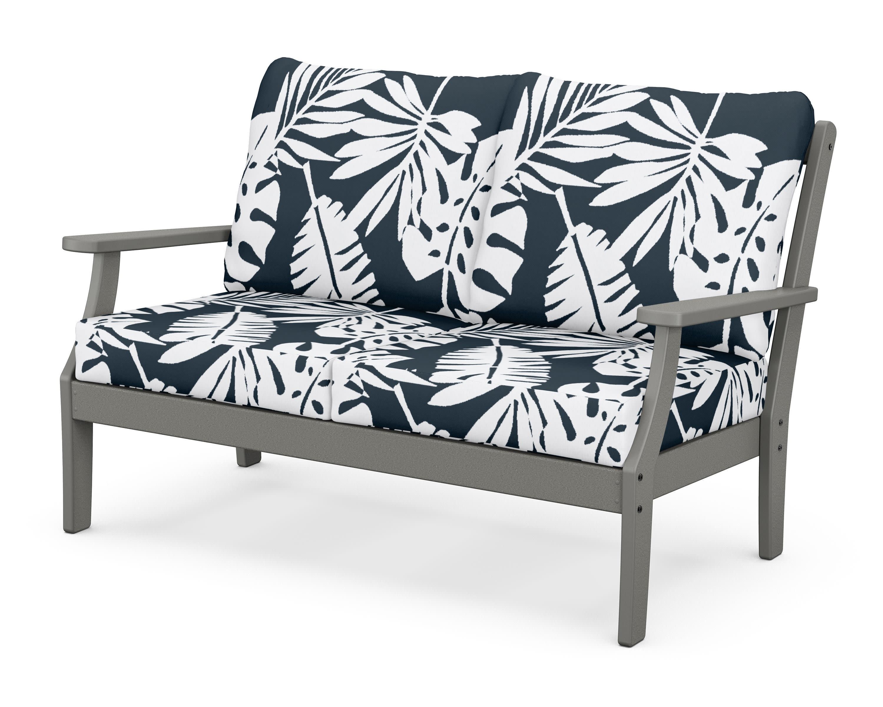 Braxton Deep Seating Loveseat in Slate Grey / Leaf Marine Indigo