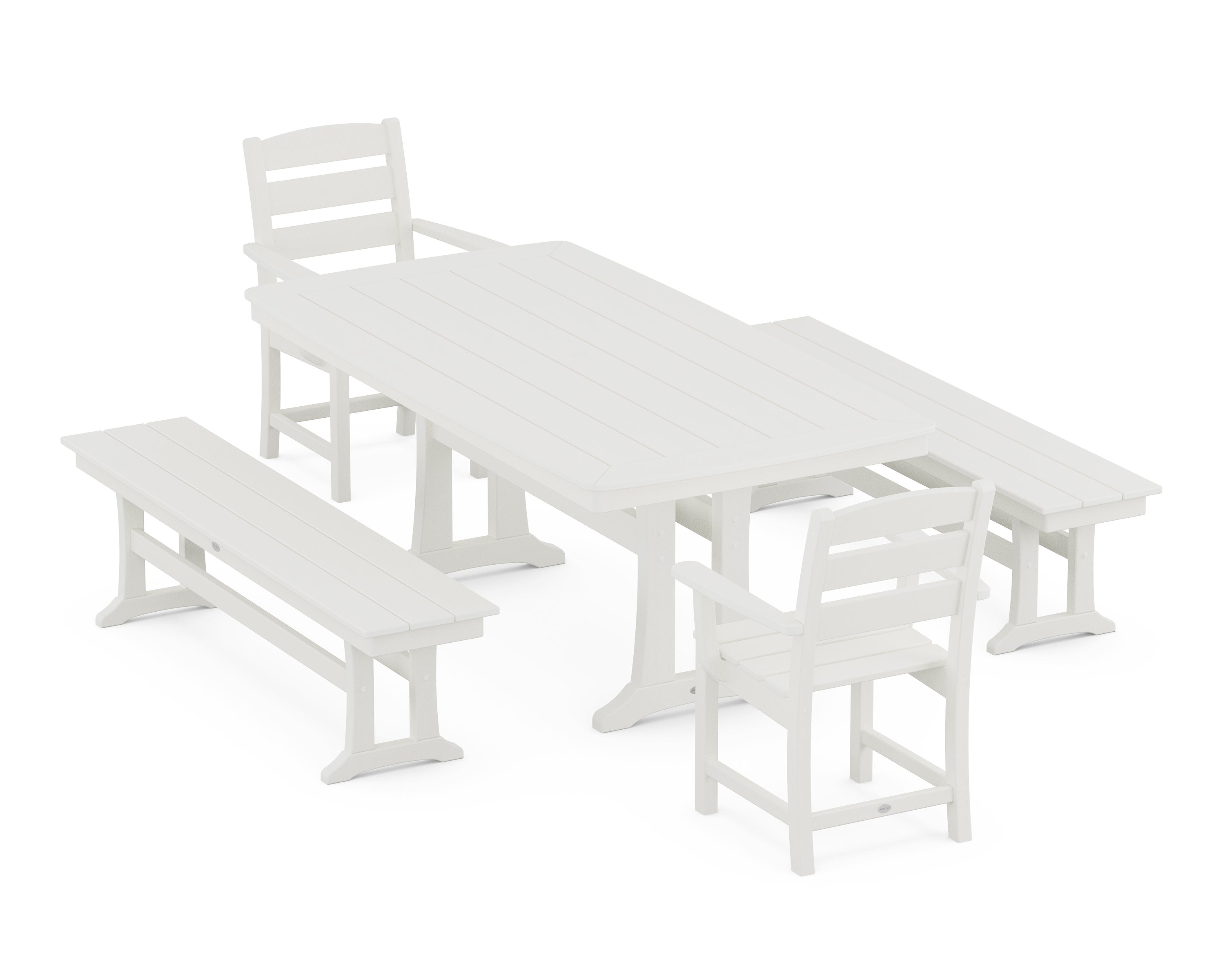 Lakeside 5-Piece Dining Set with Trestle Legs in Vintage White
