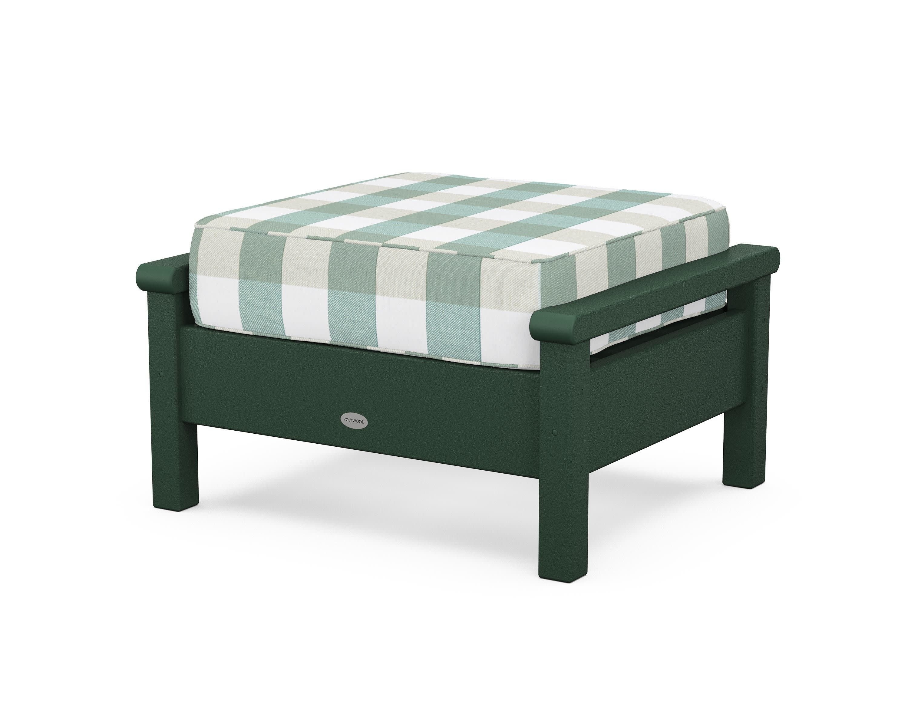 Harbour Deep Seating Ottoman in Green / Buffalo Plaid Glacier Spa