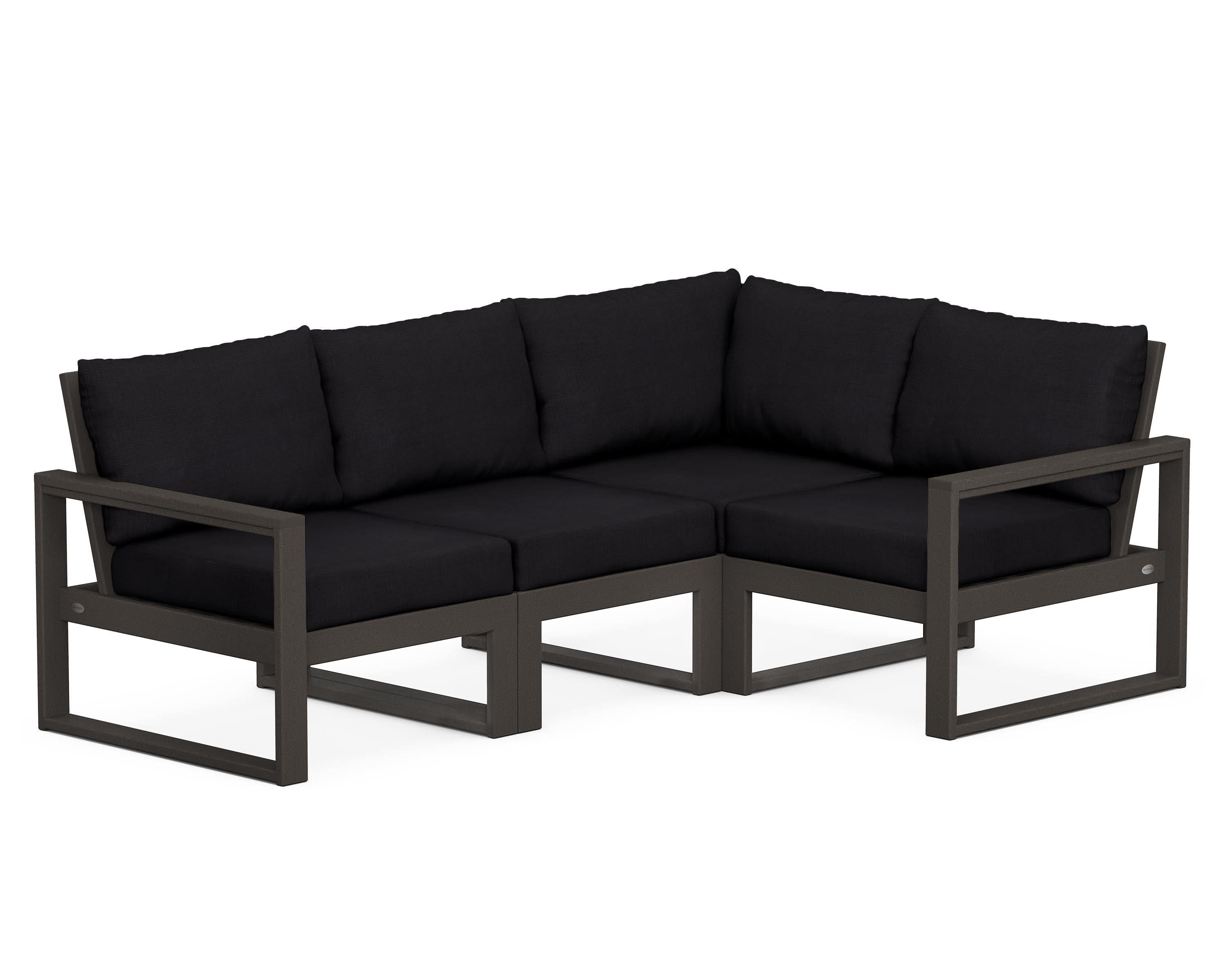 EDGE 4-Piece Modular Deep Seating Set in Vintage Coffee / Midnight Linen