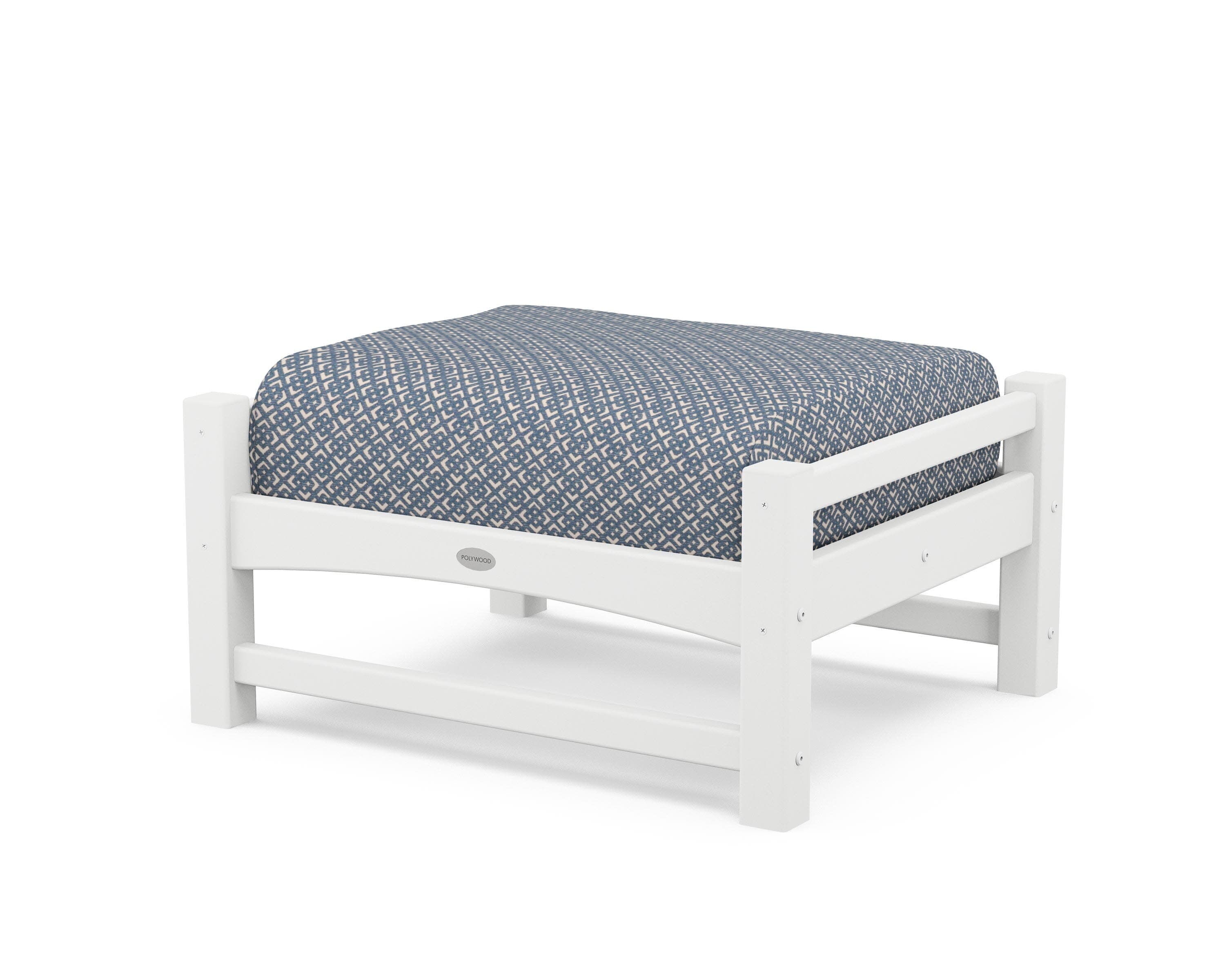 Club Ottoman in White / Hopscotch