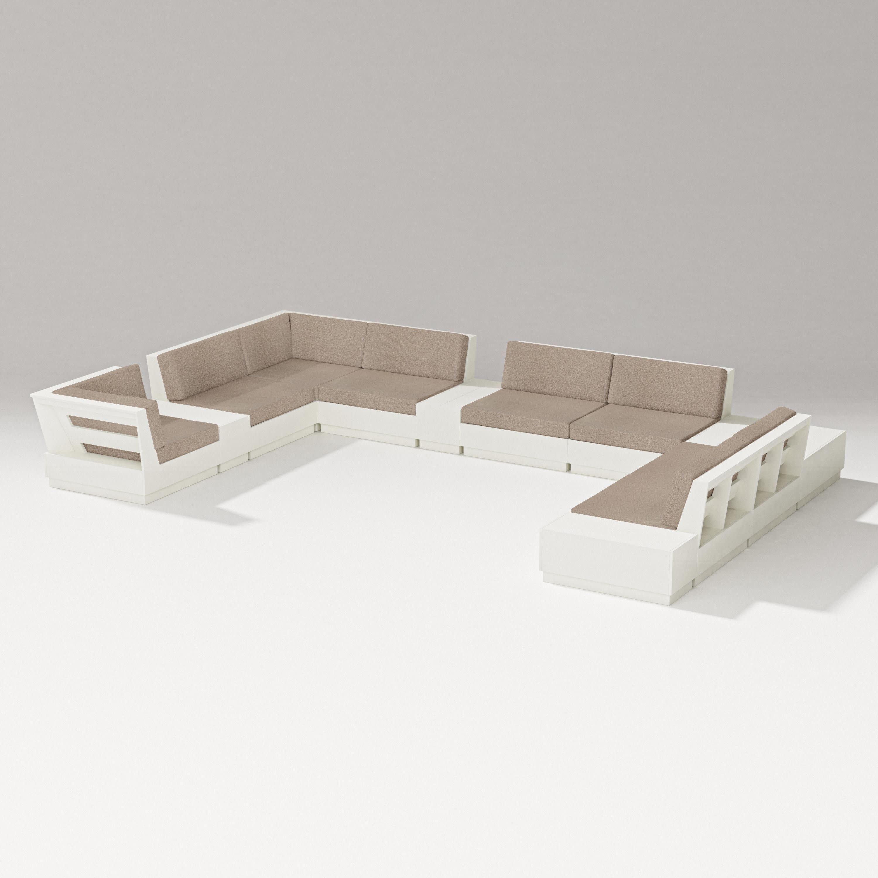 Elevate 12-Piece Conversation Sectional Set in Vintage White / Spiced Burlap