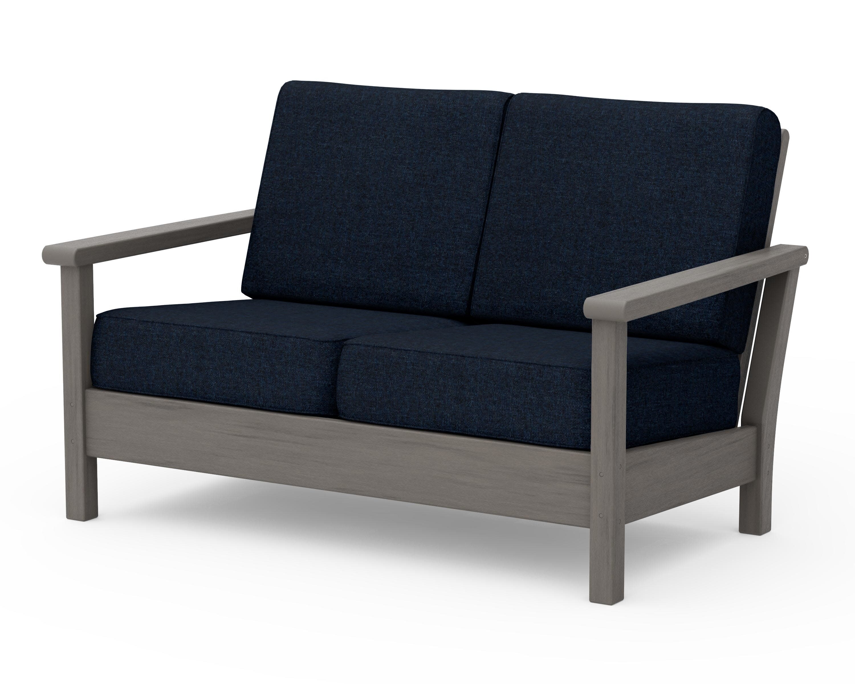 Harbour Deep Seating Loveseat in Driftwood / Marine Indigo
