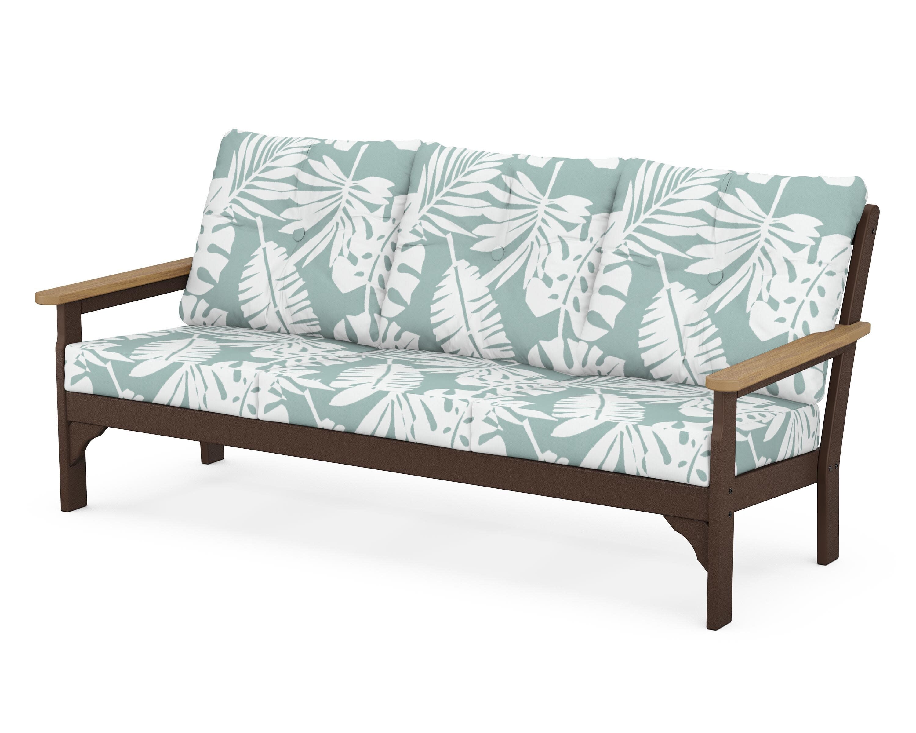 Vineyard Deep Seating Sofa in Mahogany / Natural / Leaf Glacier Spa