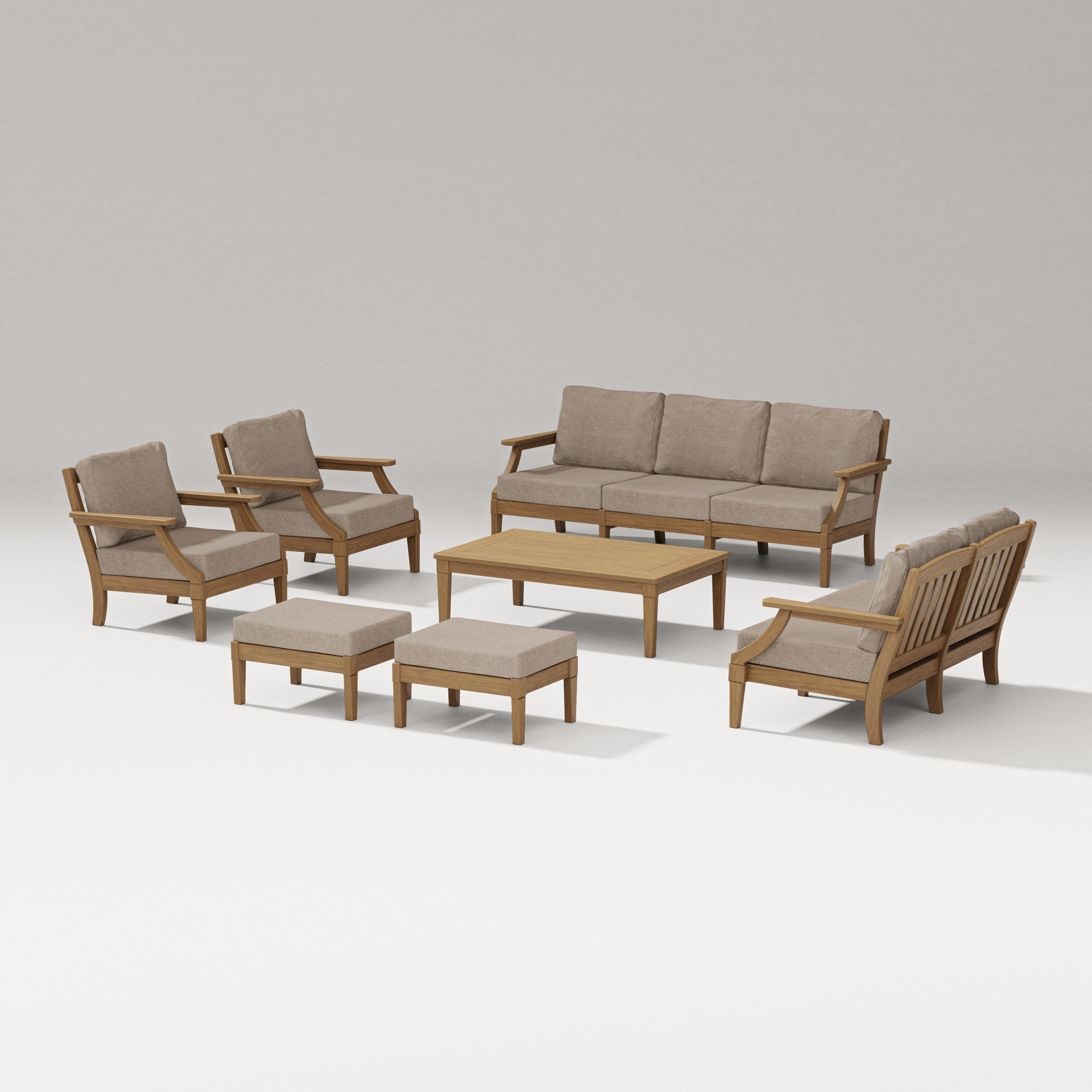 Estate 7-Piece Lounge Sofa Set in Natural / Spiced Burlap
