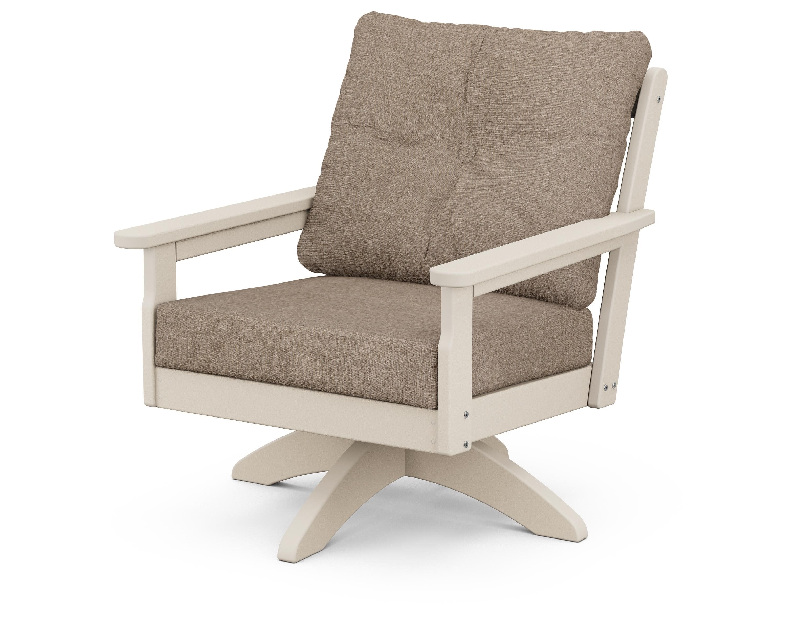 Vineyard Deep Seating Swivel Chair in Sand / Spiced Burlap