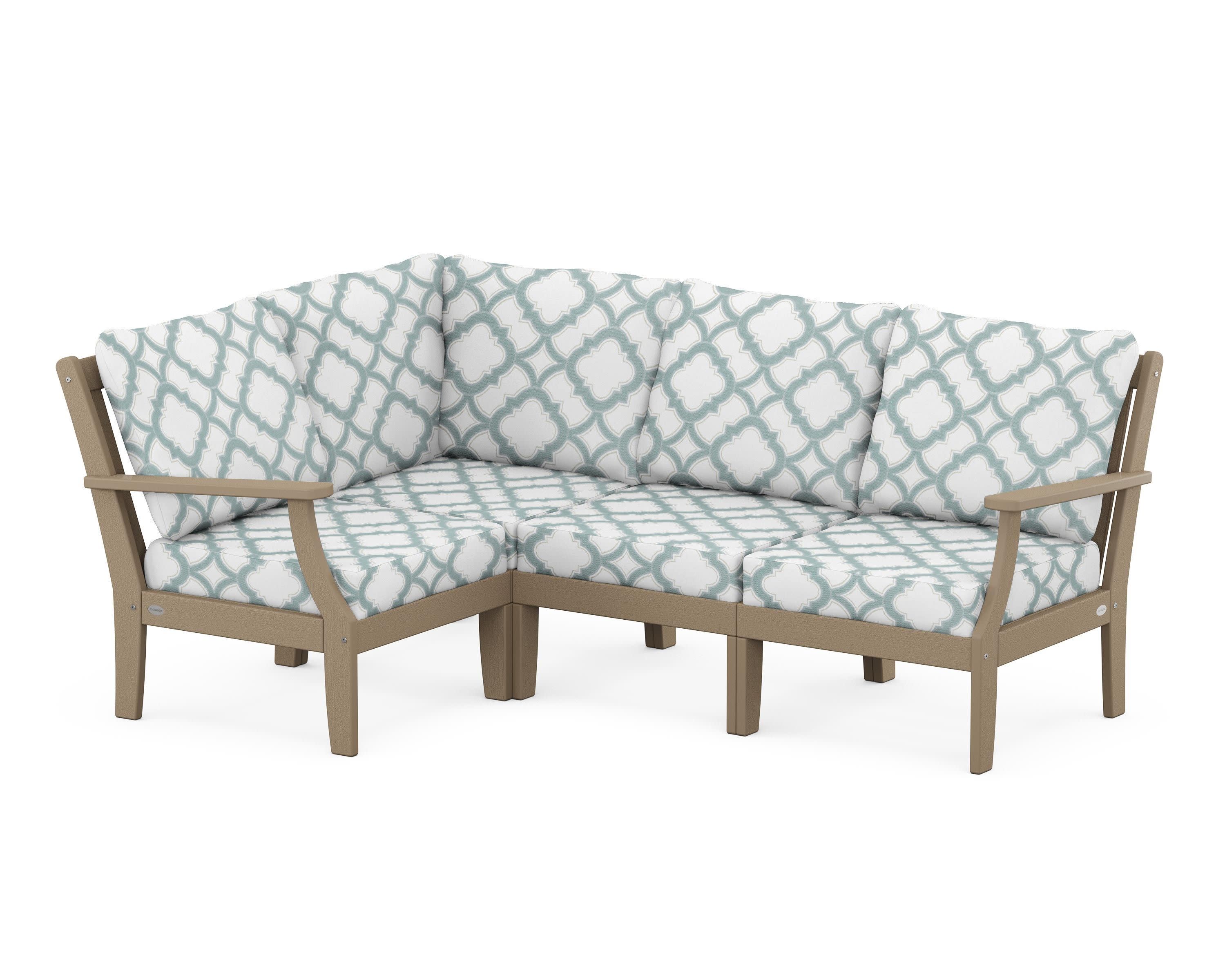 Braxton Modular 4-Piece Deep Seating Set in Vintage Sahara / Trellis Glacier Spa
