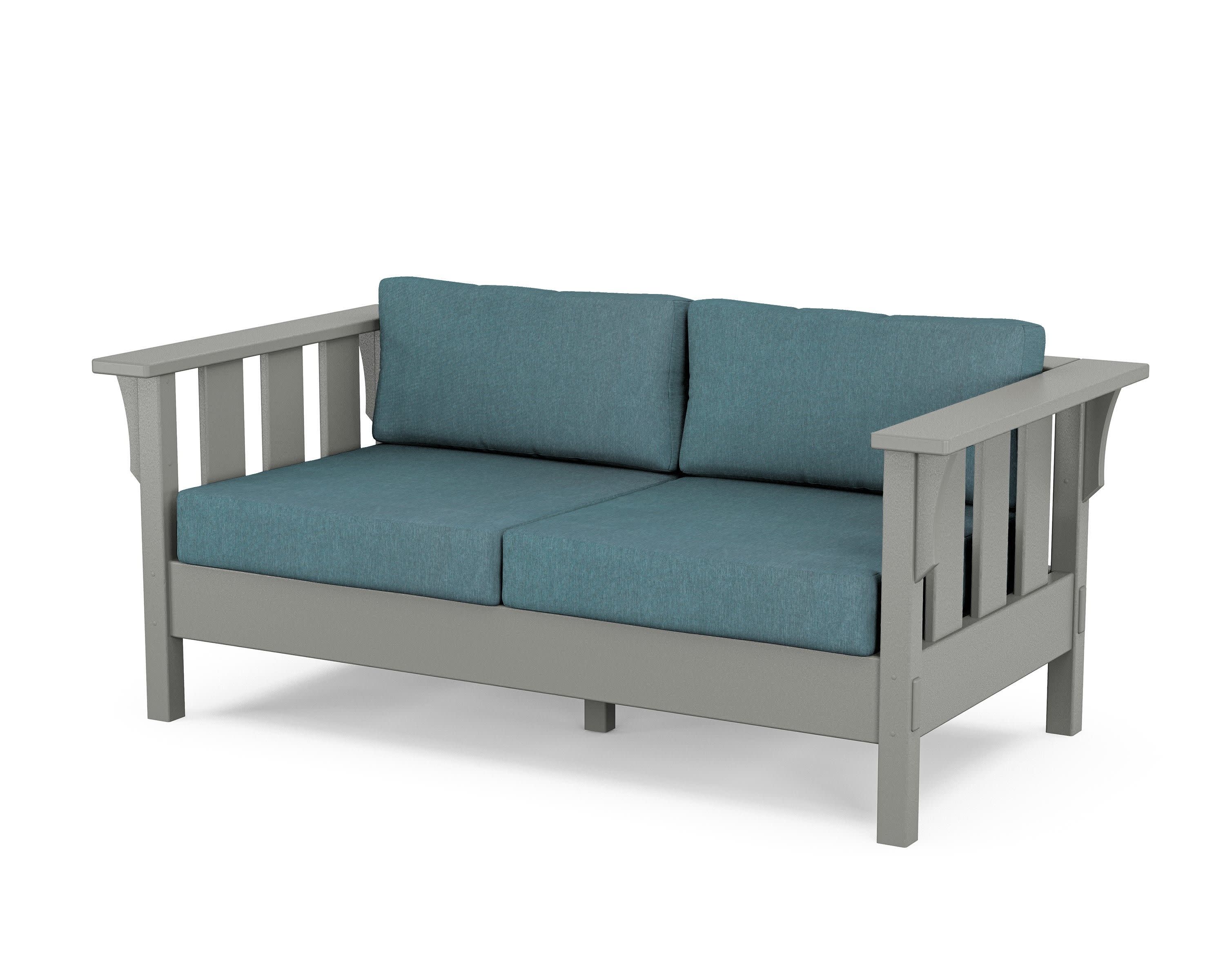 Acadia Deep Seating Loveseat in Slate Grey / Ocean Teal