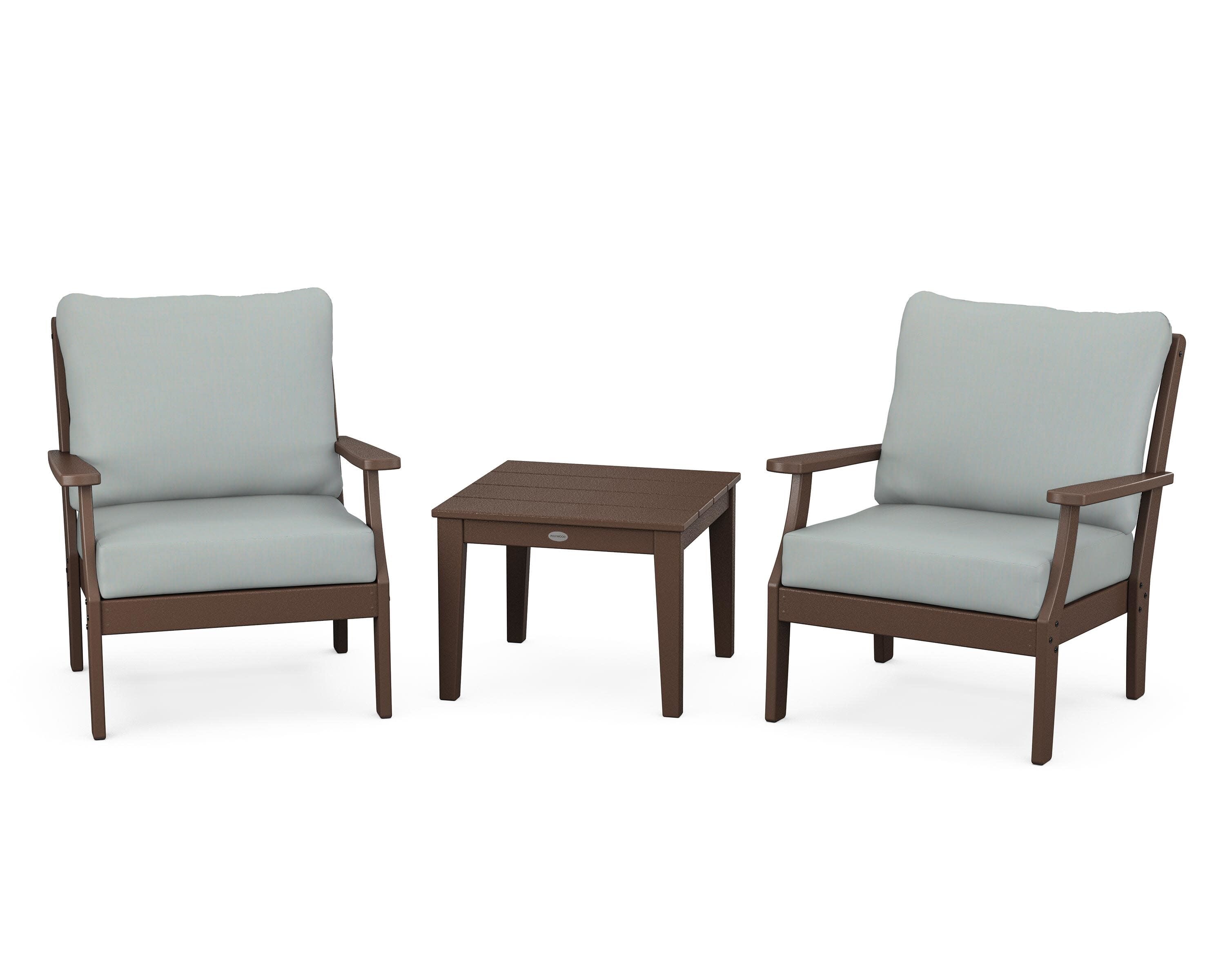 Braxton 3-Piece Deep Seating Set in Mahogany / Spa