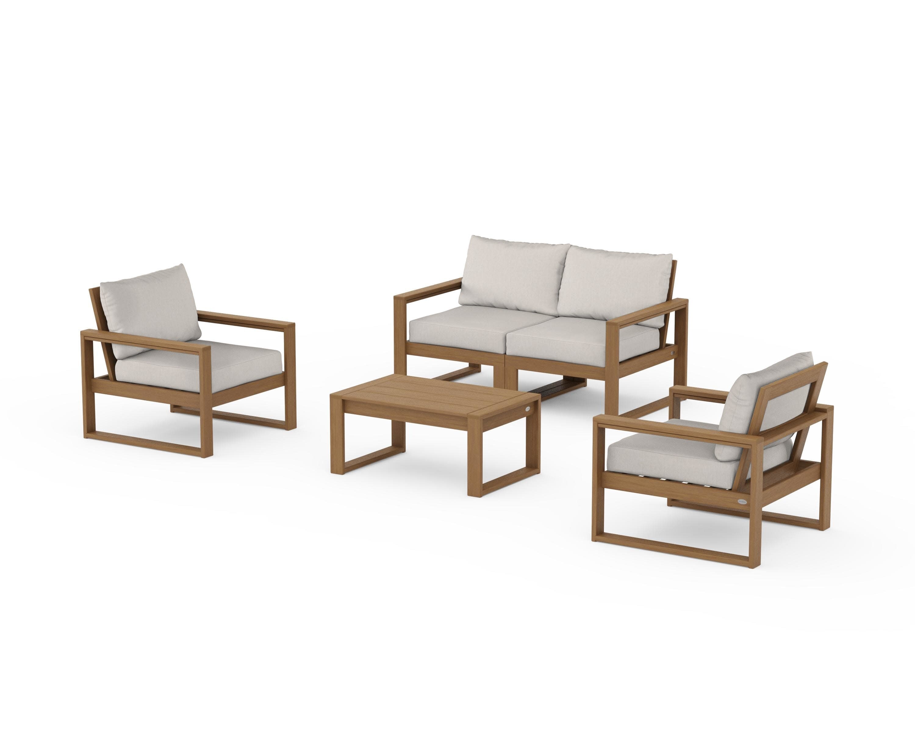 EDGE Sectional 4-Piece Deep Seating Set with Loveseat in Natural / Cast Ash