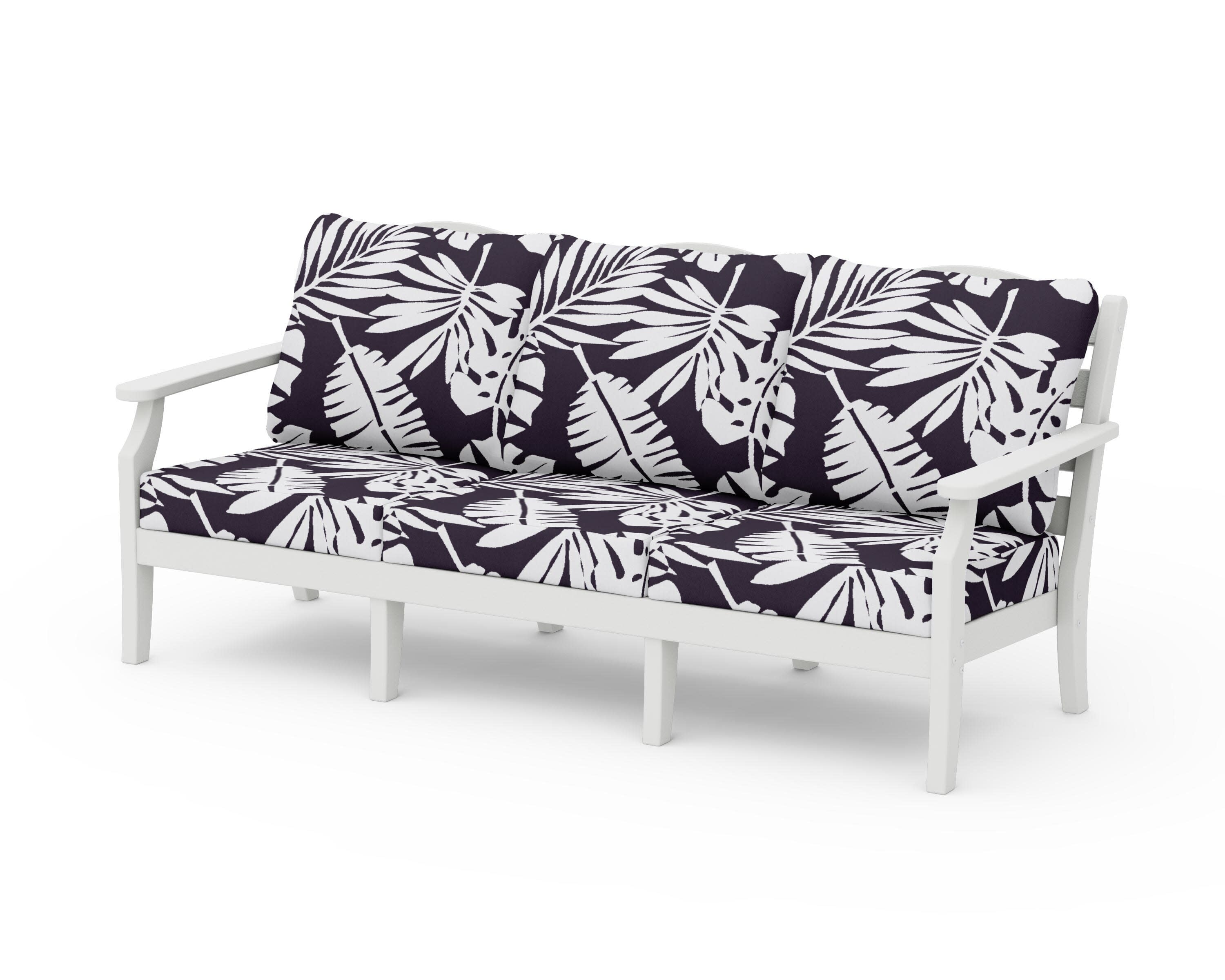 Savannah Deep Seating Sofa in Vintage White / Leaf Navy