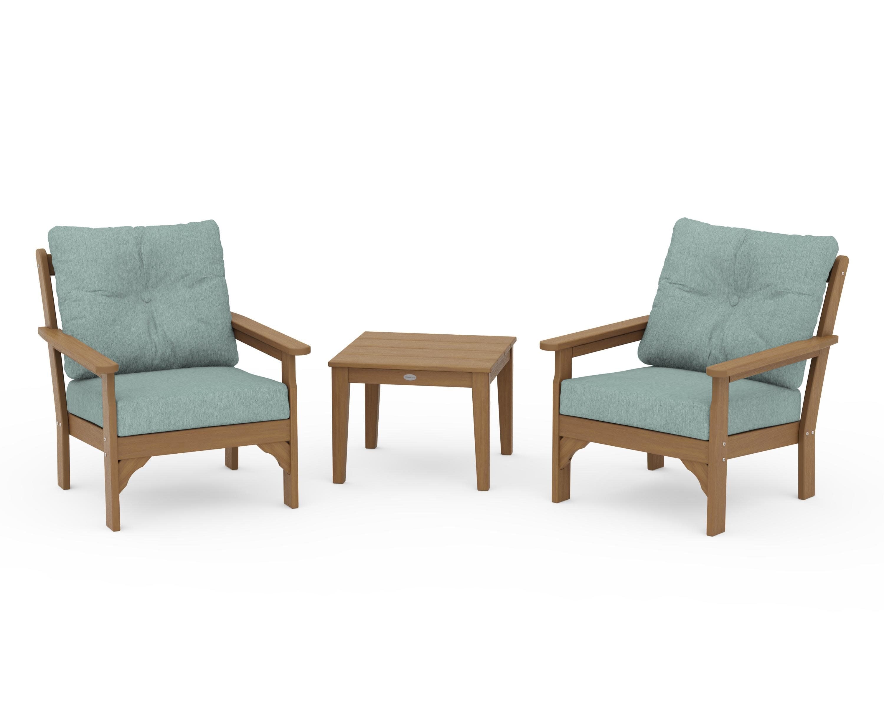 Vineyard 3-Piece Deep Seating Set in Natural / Glacier Spa