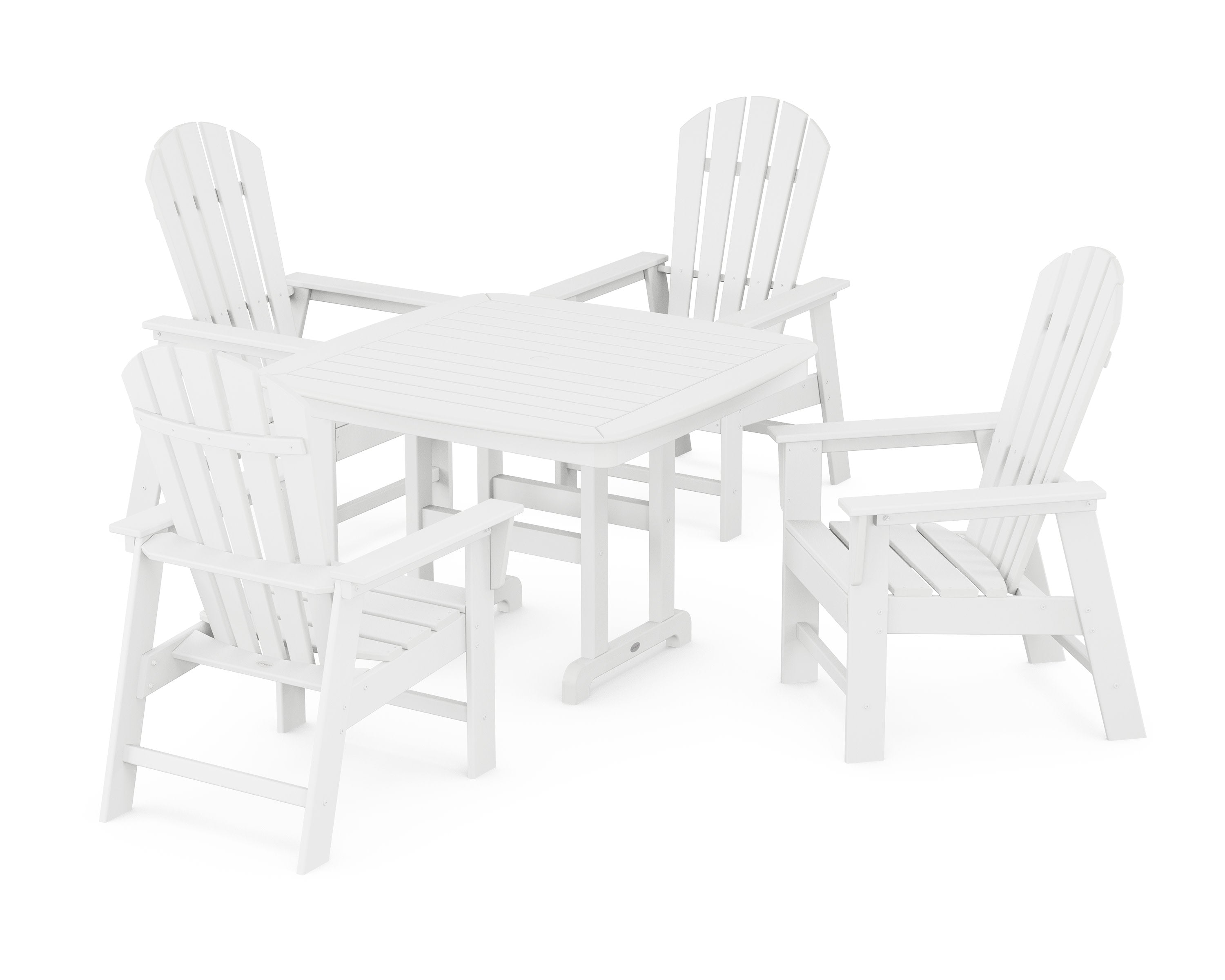 South Beach 5-Piece Dining Set with Trestle Legs in White