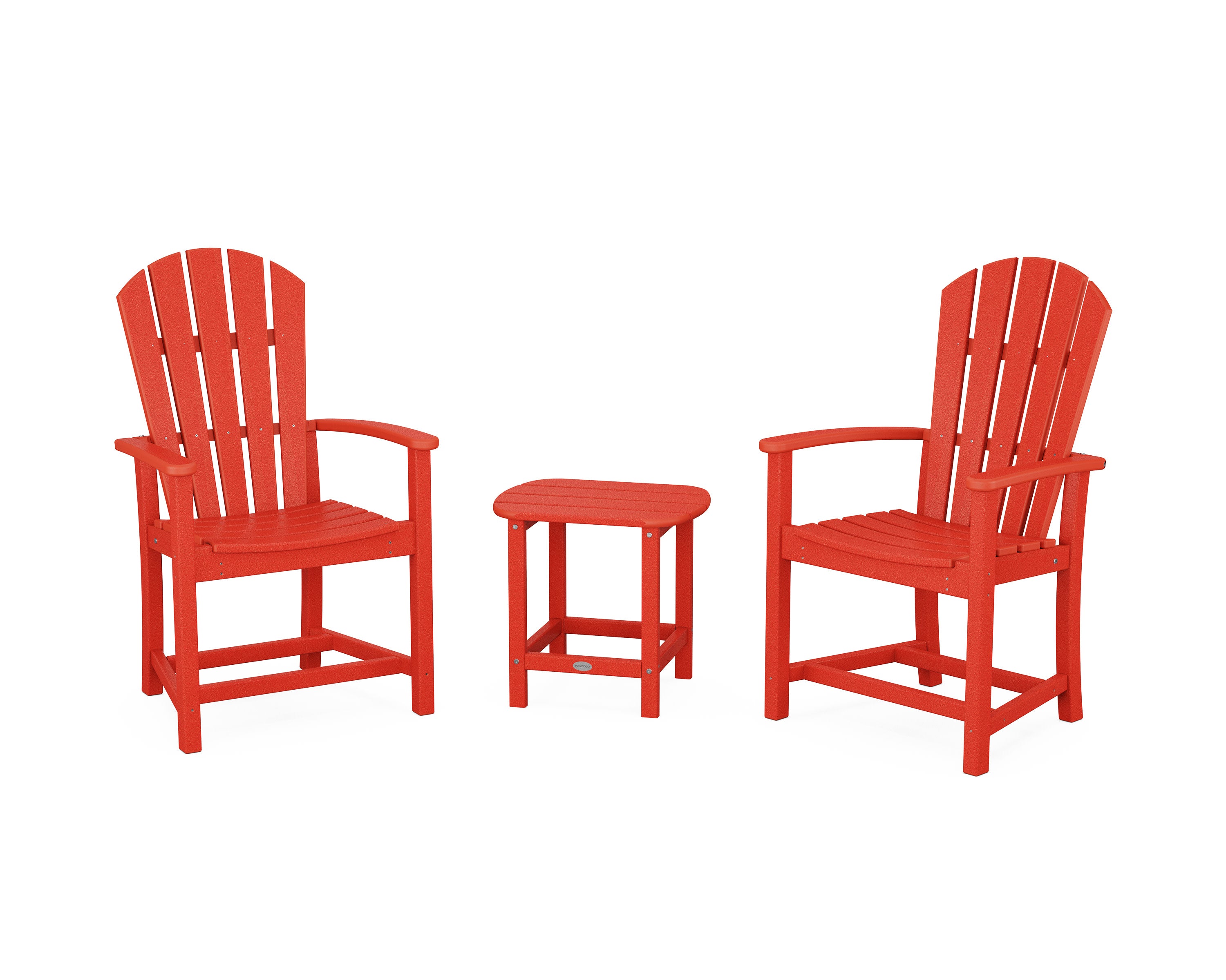 Palm Coast 3-Piece Upright Adirondack Chair Set in Sunset Red