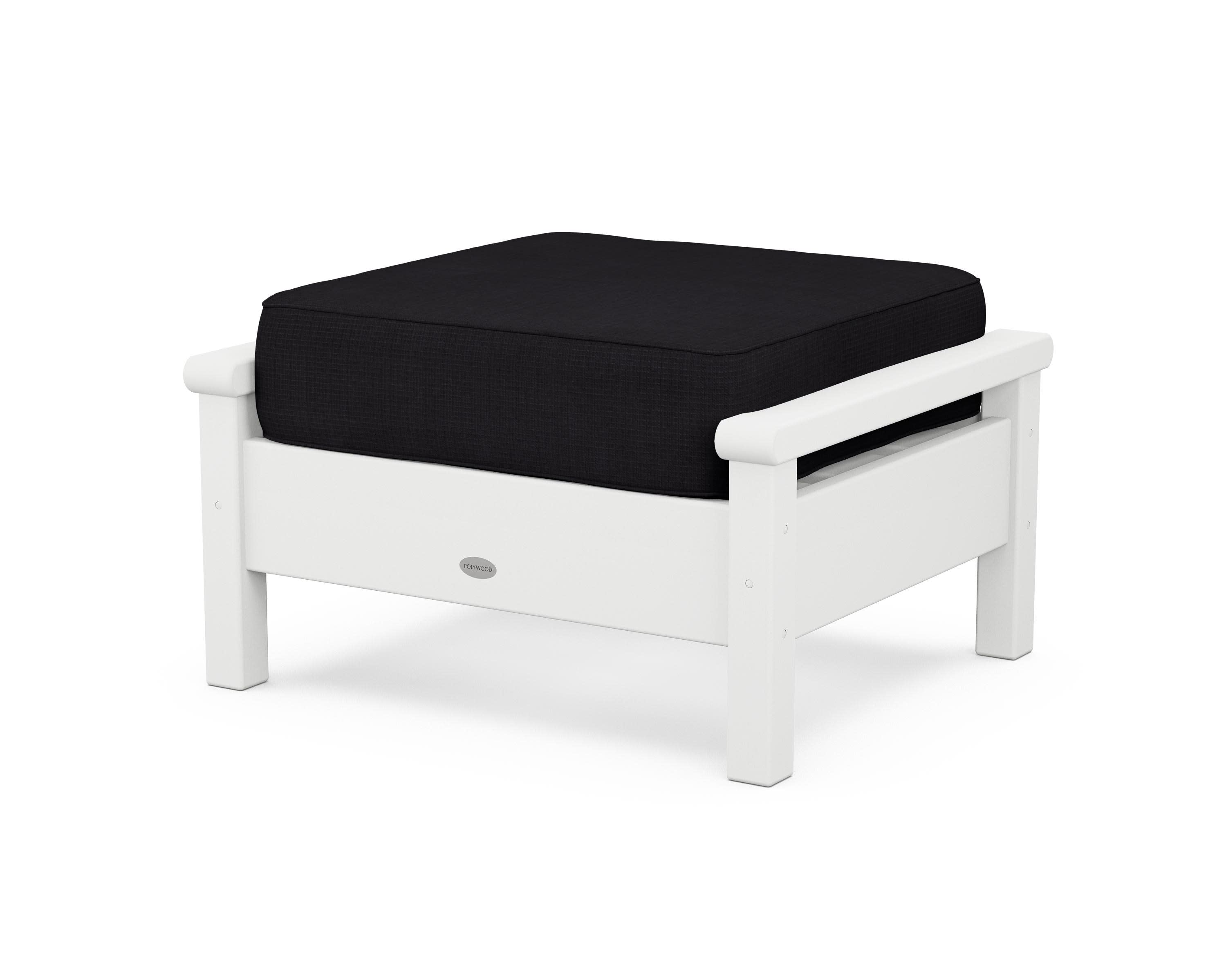 Harbour Deep Seating Ottoman in White / Midnight Linen