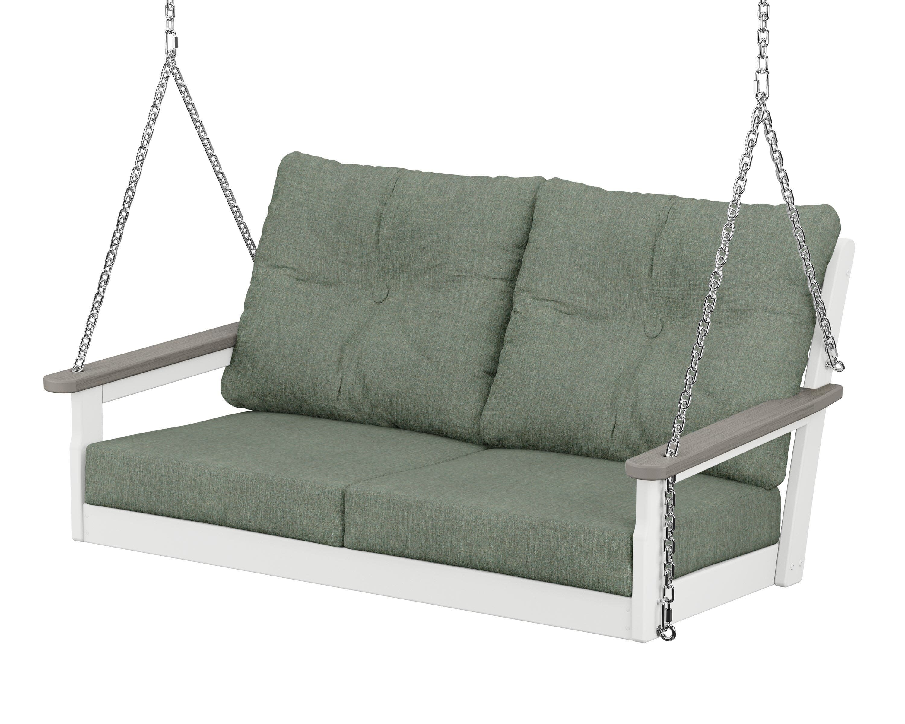 Vineyard Deep Seating Swing in White / Driftwood / Cast Sage