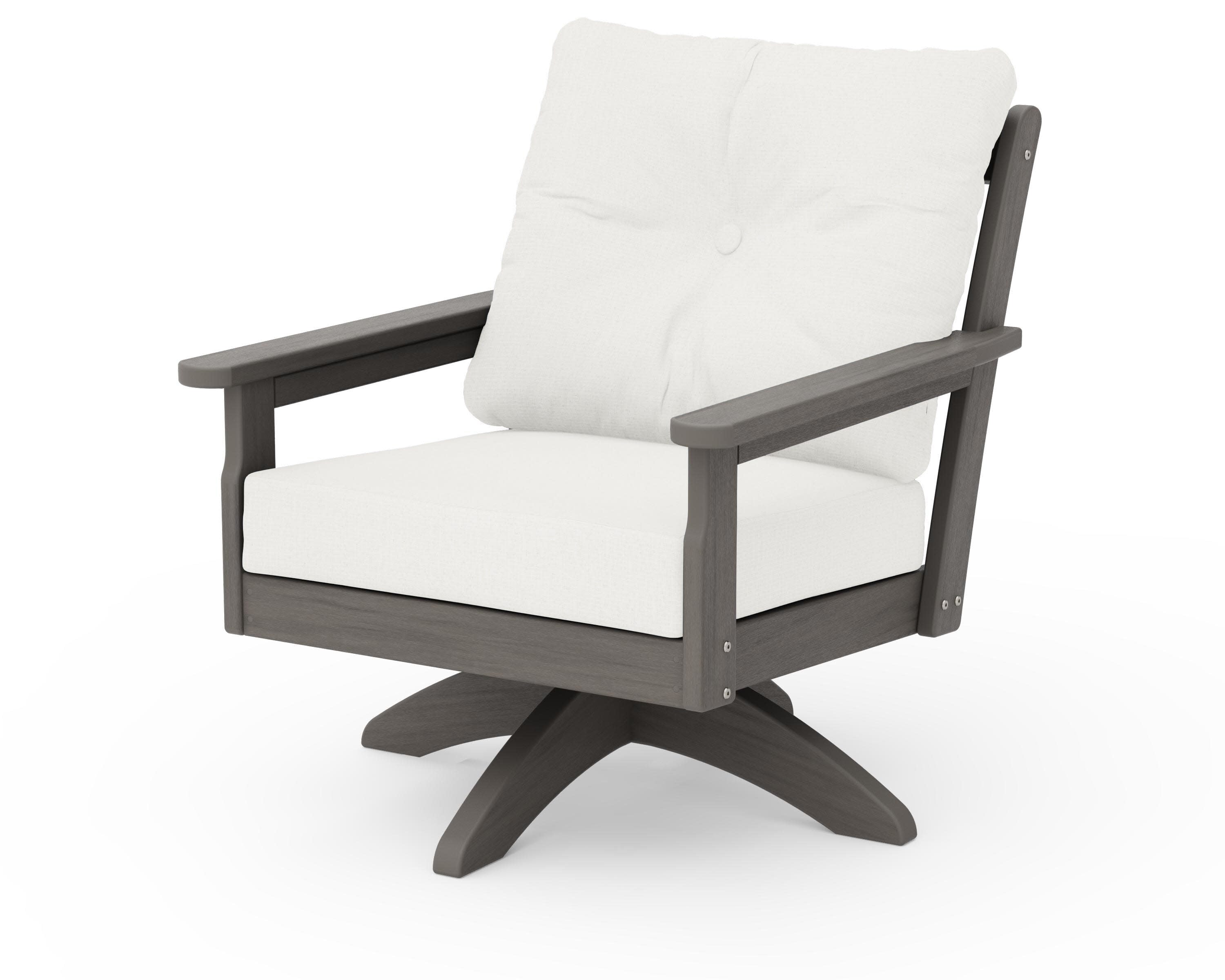 Vineyard Deep Seating Swivel Chair in Driftwood / Natural Linen