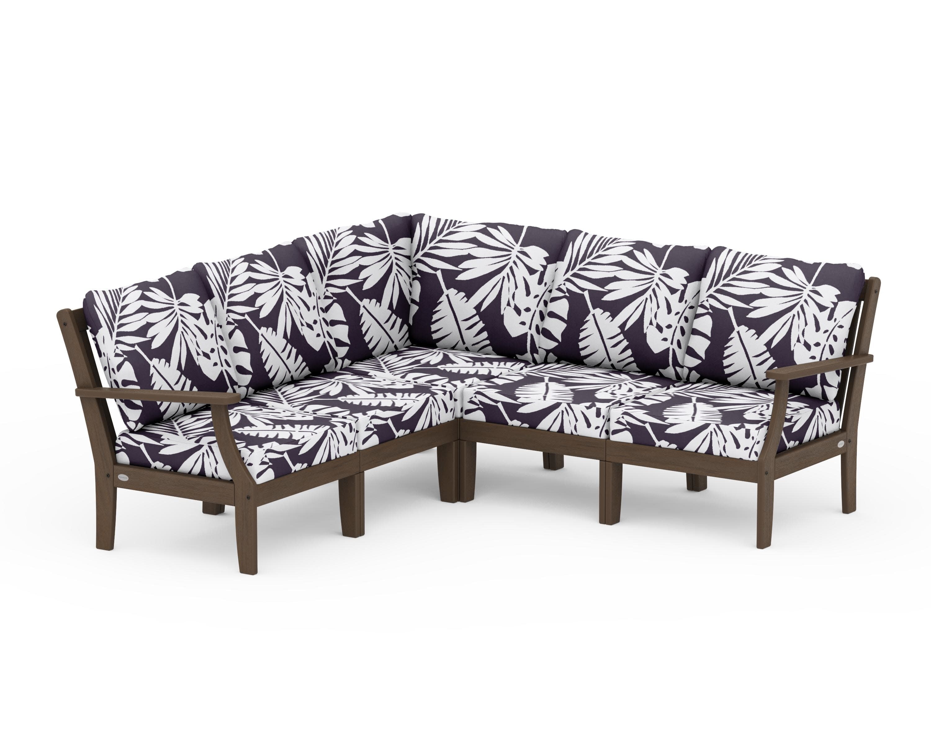 Braxton Modular 5-Piece Deep Seating Set in Kona / Leaf Navy