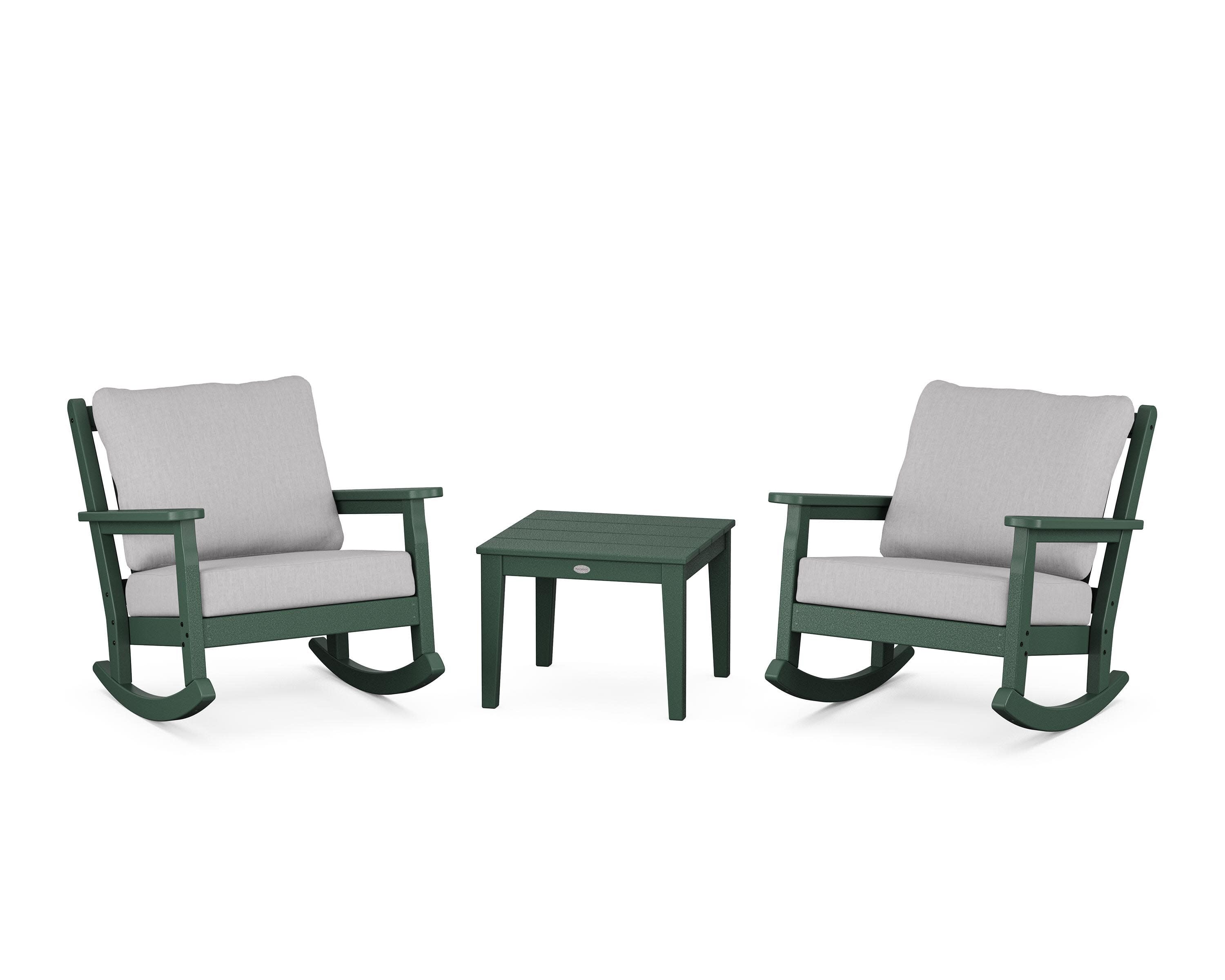 Chippendale 3-Piece Deep Seating Rocker Set in Green / Granite