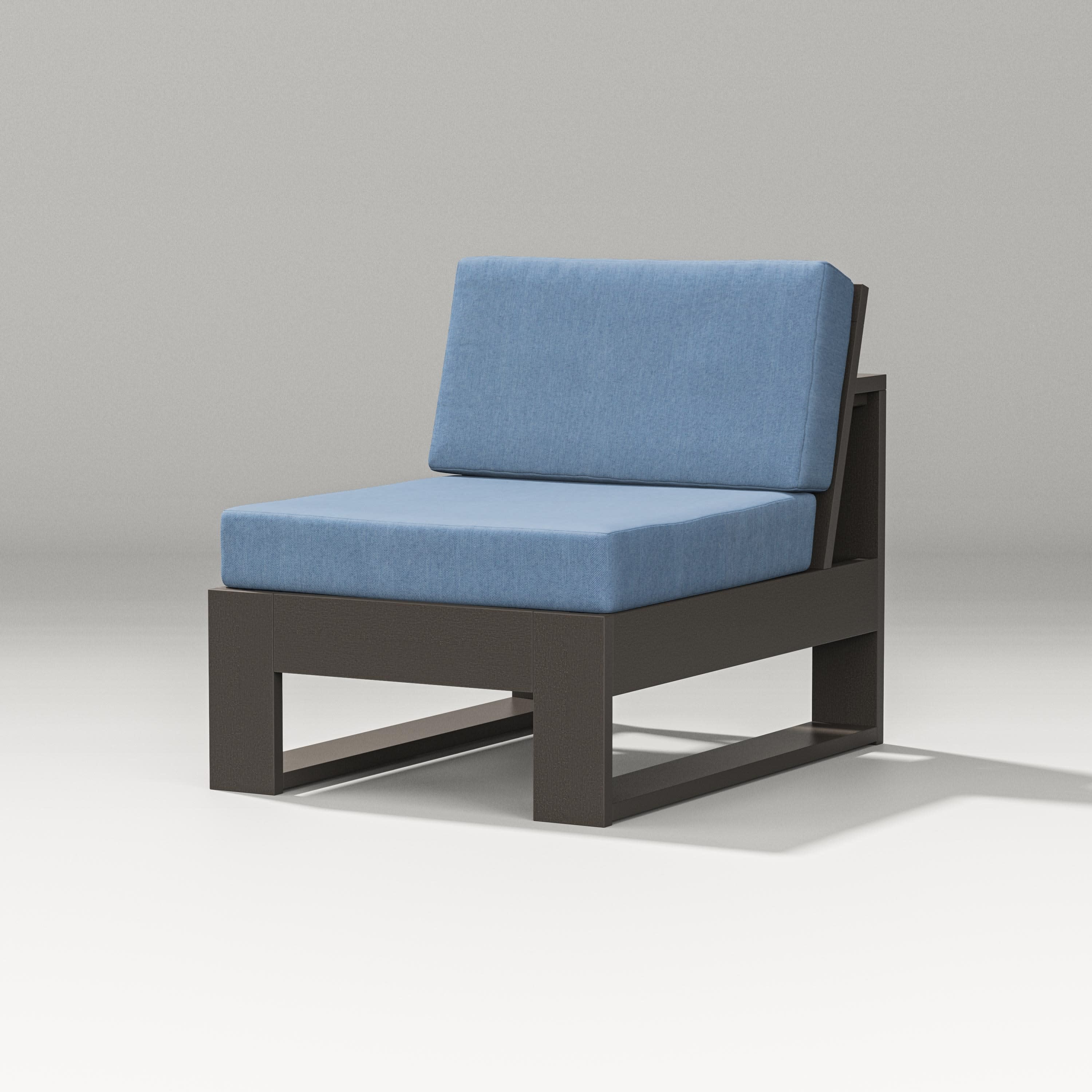 Latitude Modular Armless Chair in Vintage Coffee / Sky Blue