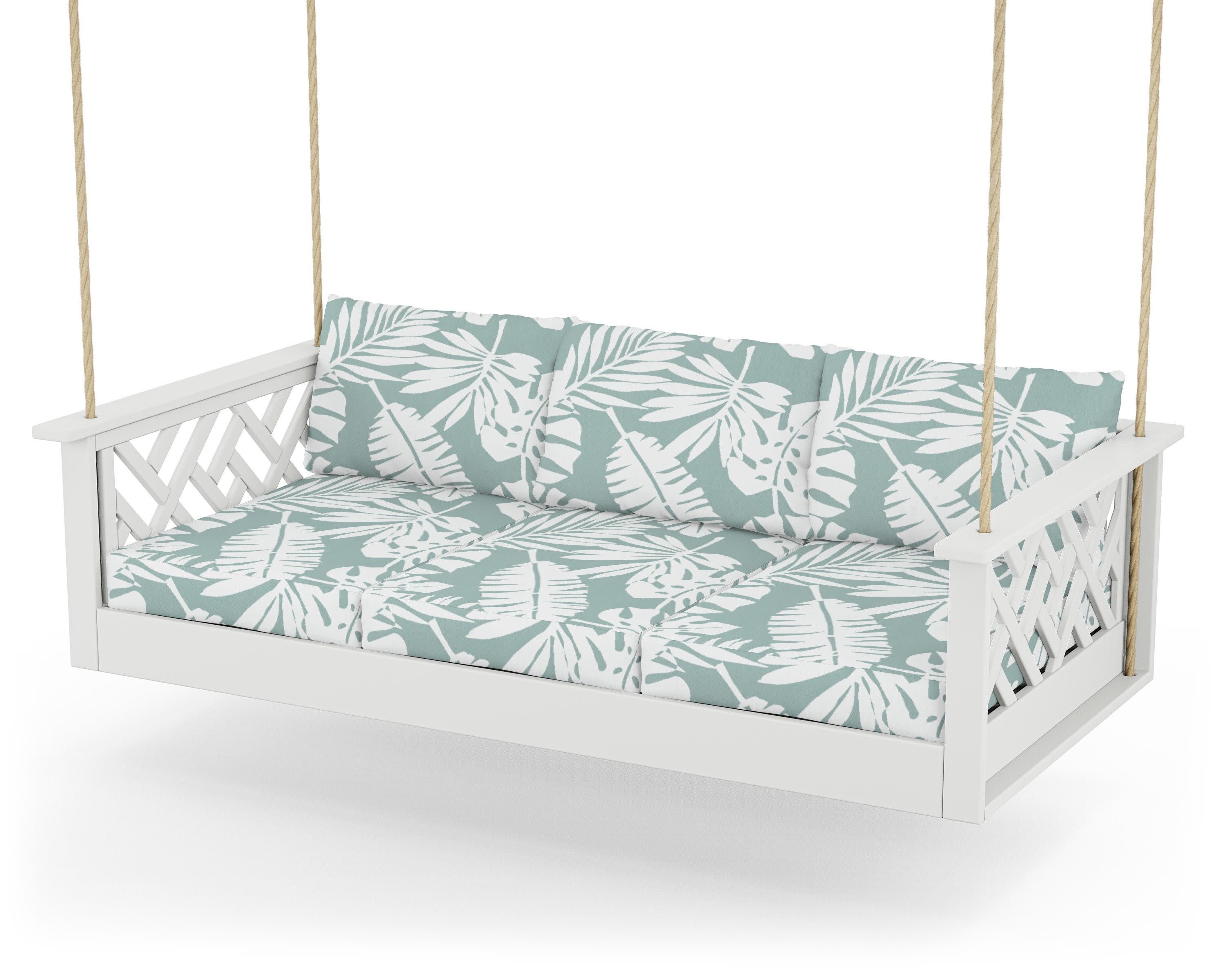 Chippendale Daybed Swing in White / Leaf Glacier Spa