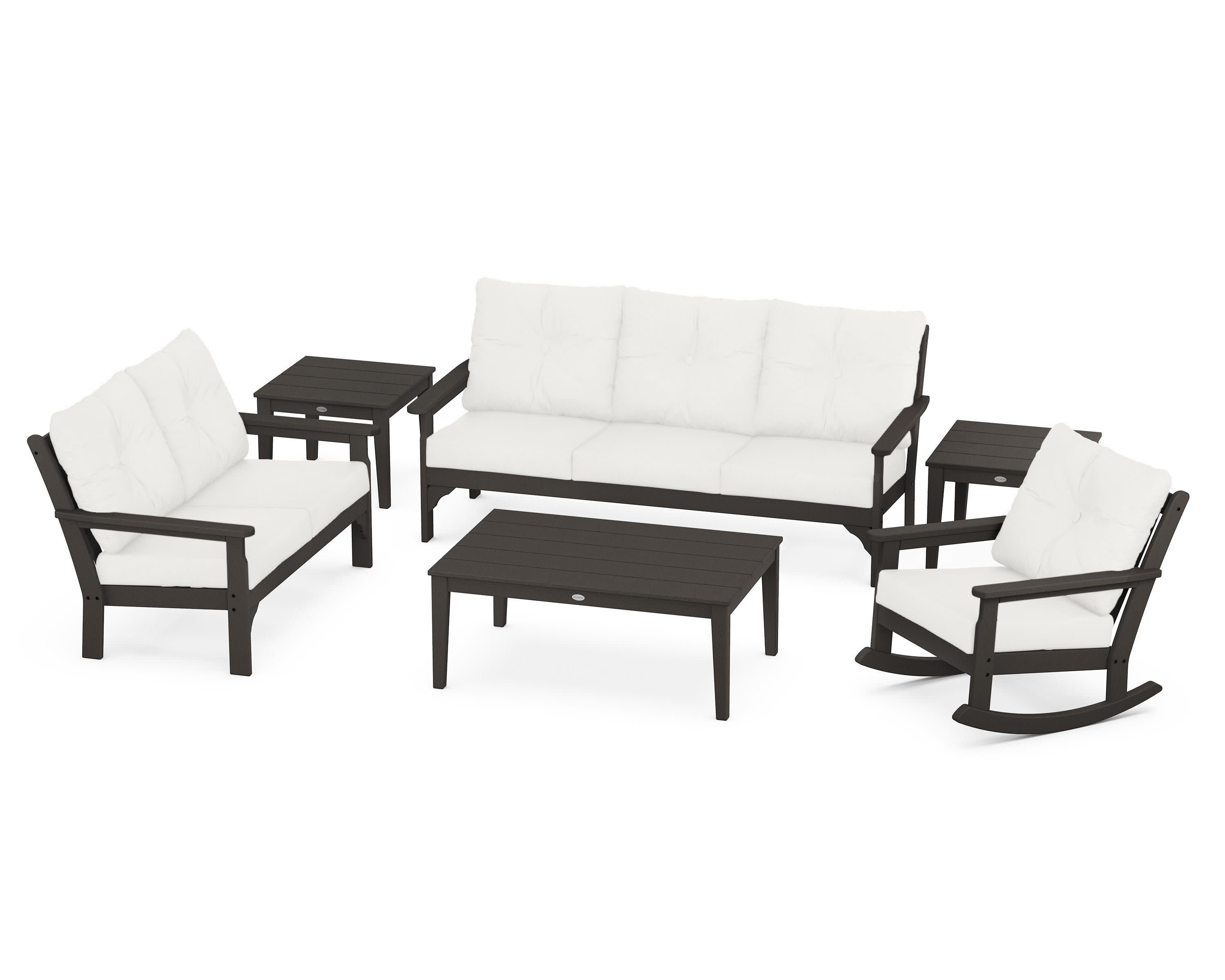 Vineyard 6-Piece Deep Seating Set in Vintage Coffee / Natural Linen