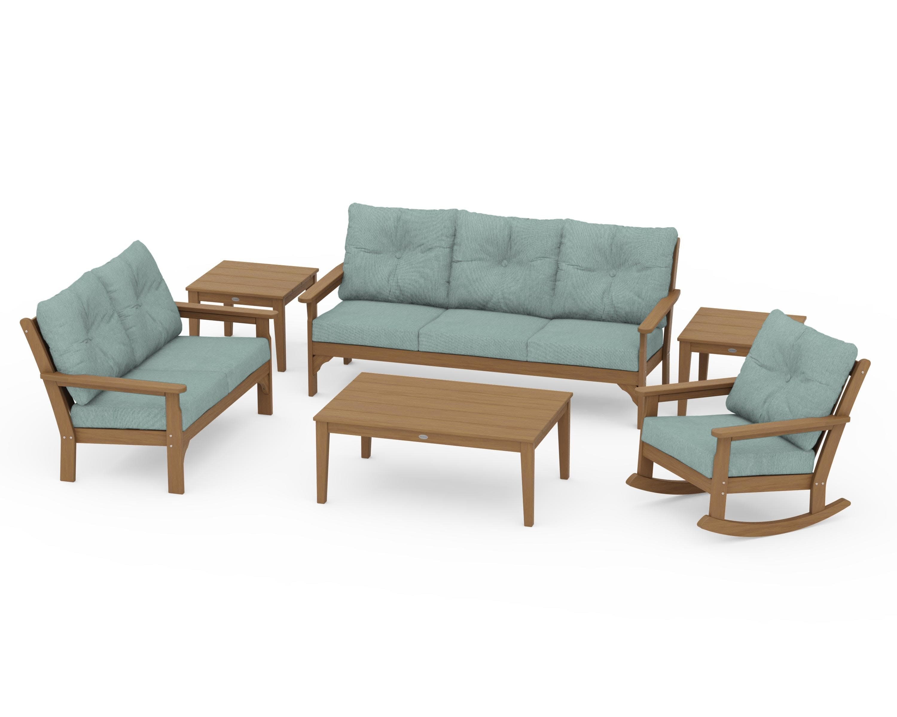 Vineyard 6-Piece Deep Seating Set in Natural / Glacier Spa