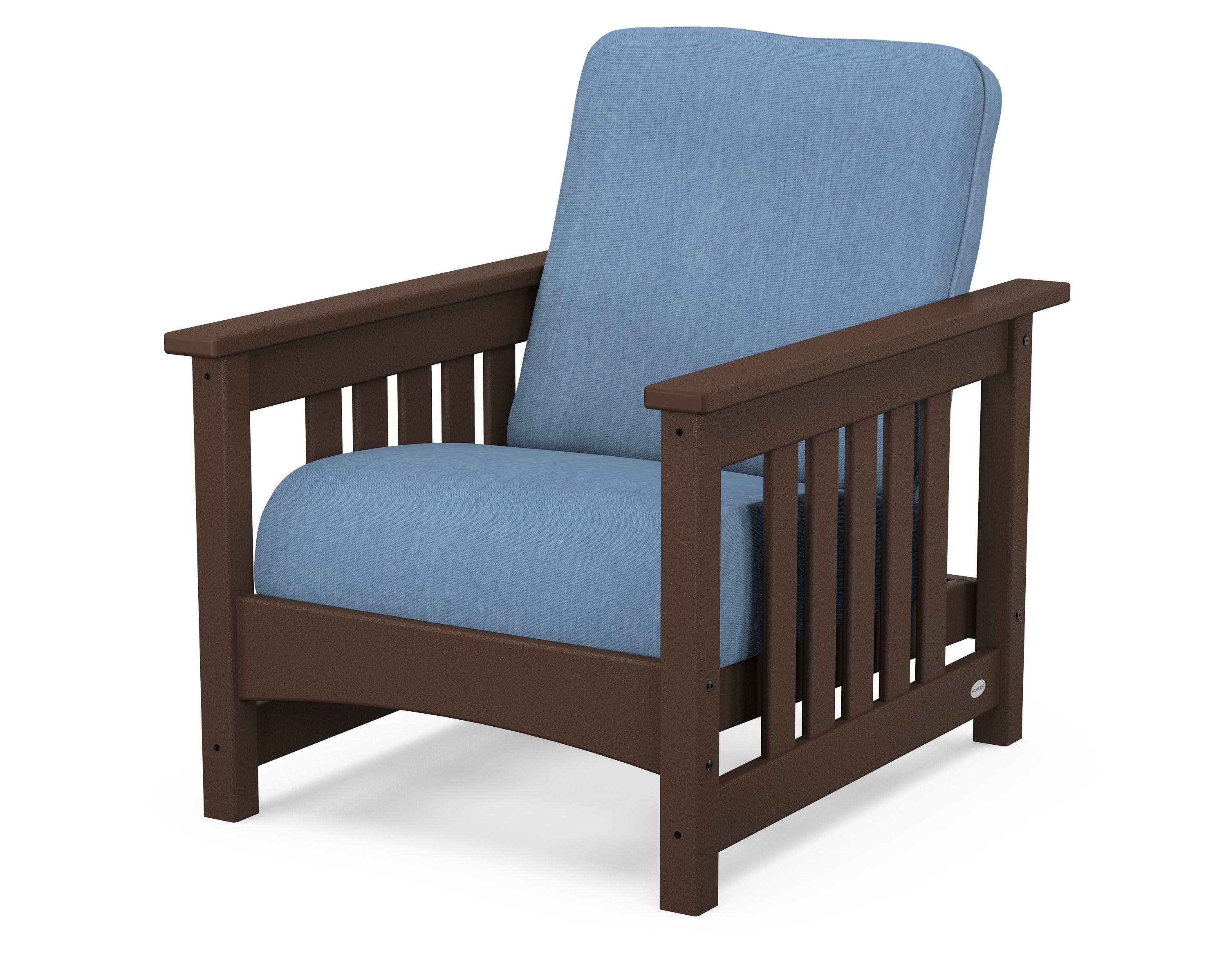 Club Mission Chair in Mahogany / Sky Blue