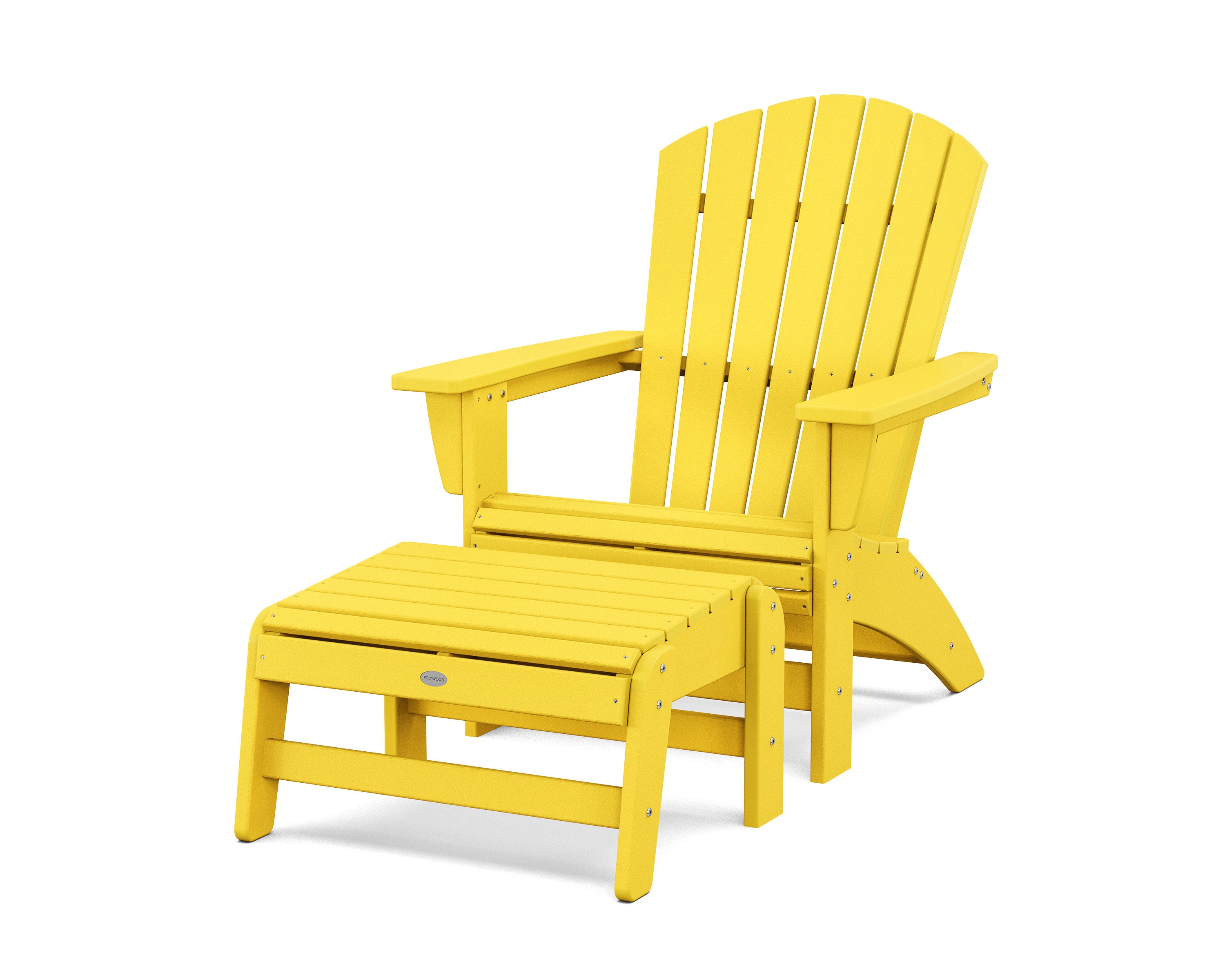 Nautical Grand Adirondack Chair with Ottoman in Lemon