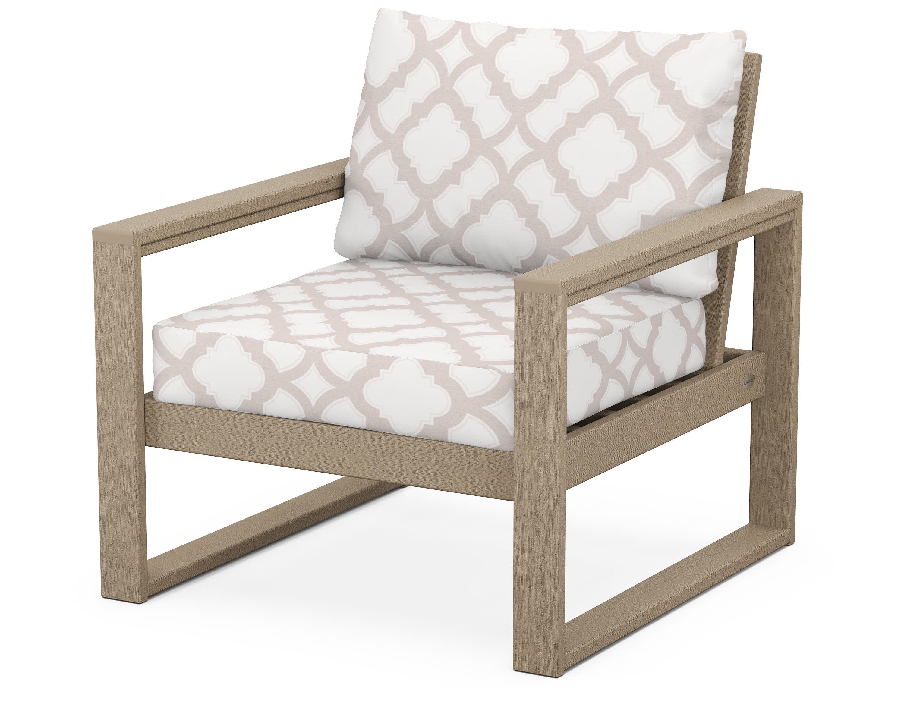 EDGE Club Chair in Vintage Sahara / Trellis Dune Burlap