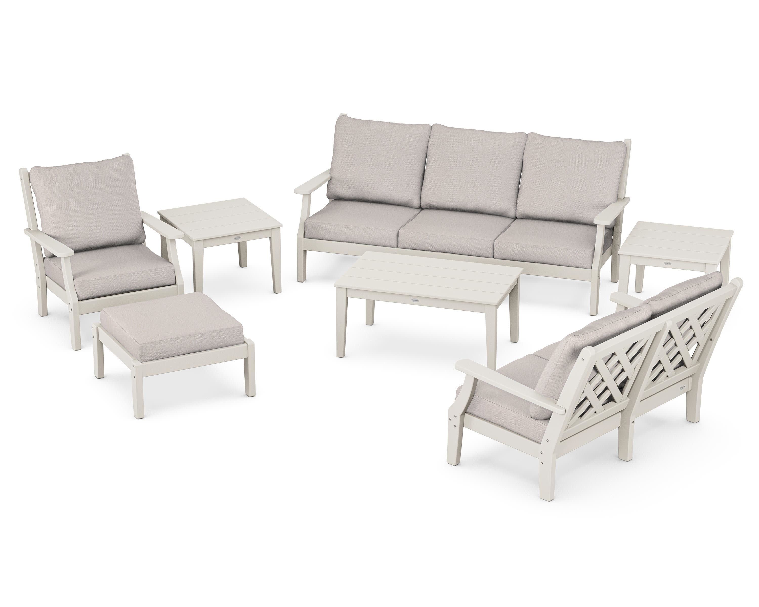 Wovendale 7-Piece Deep Seating Set in Sand / Dune Burlap